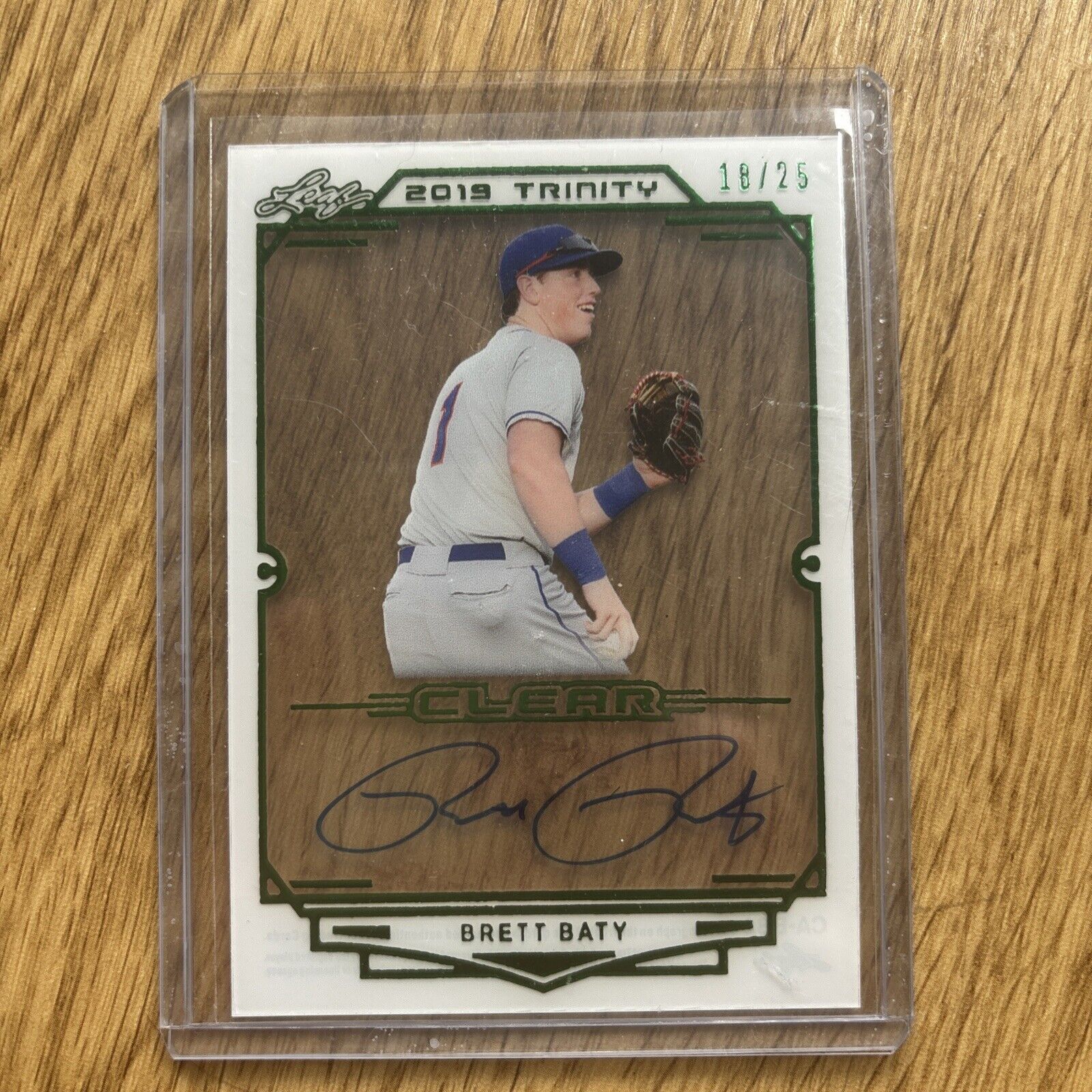 2019 Leaf Trinity Baseball Clear Autograph Auto Brett Baty 18/25 Mets