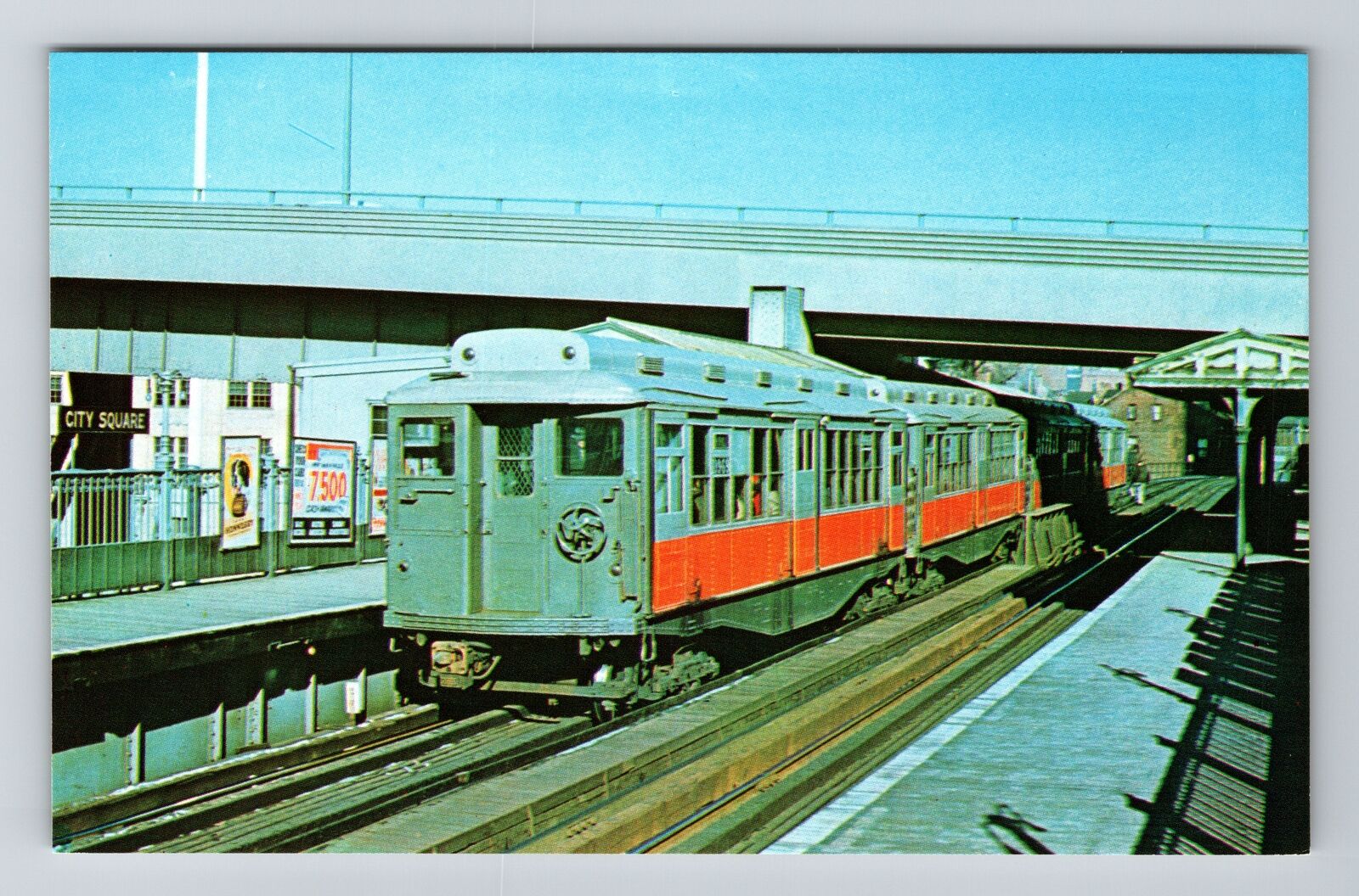 Boston MTA 0969, Train, Transportation, Vintage Postcard