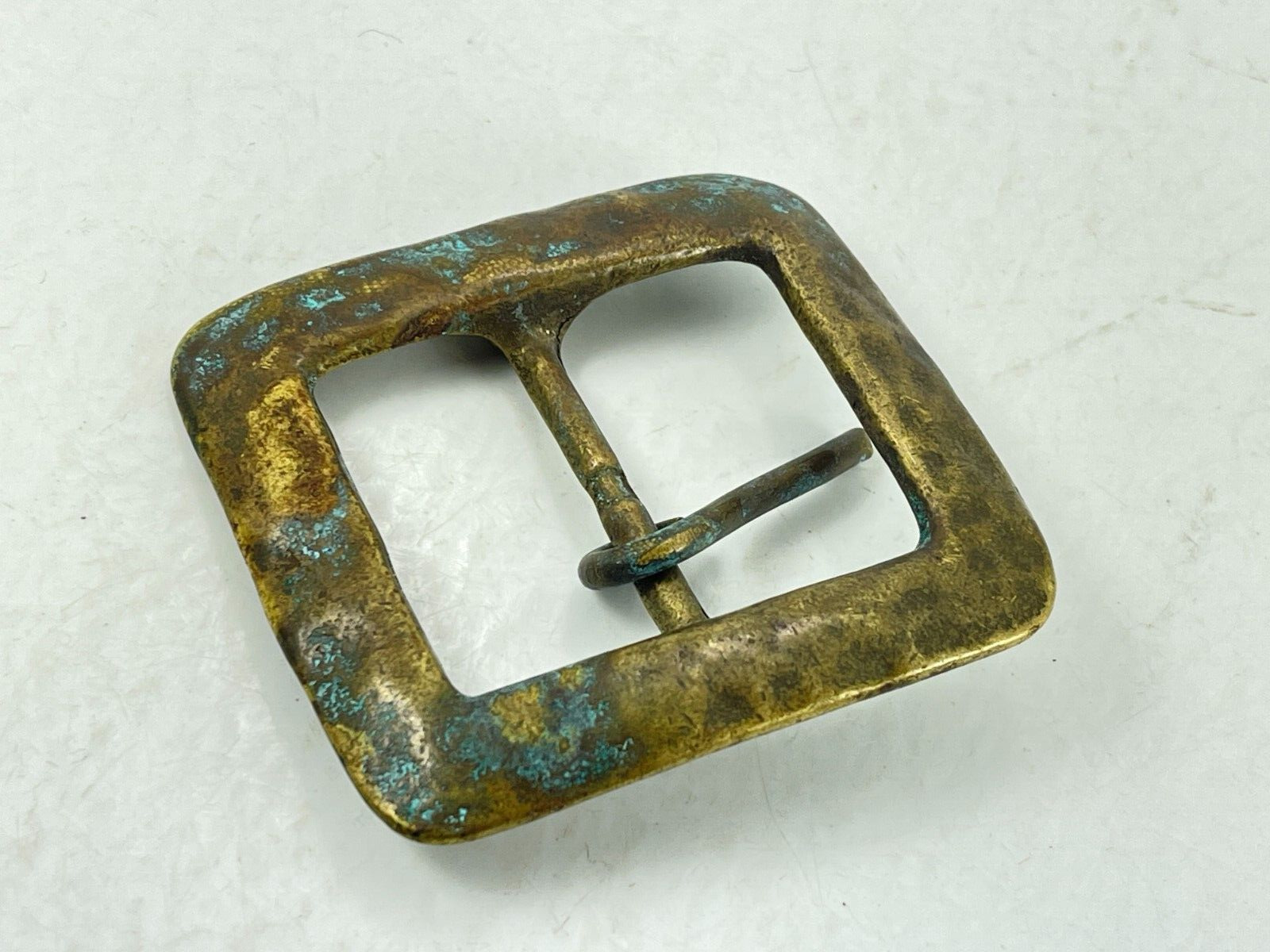 Antique Vintage Cast & Hammered Brass Bronze ? Belt Buckle 3.25\