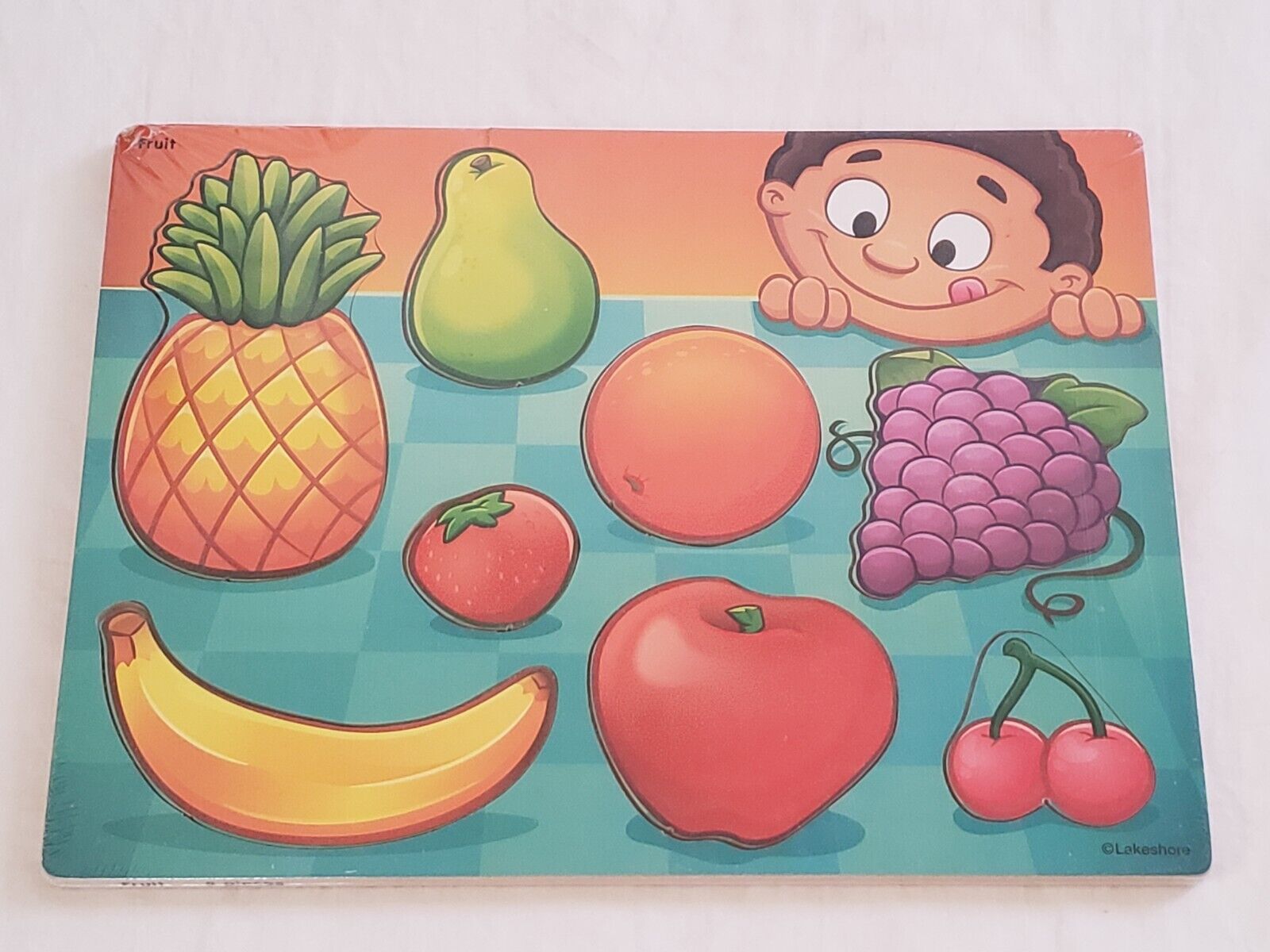 Vintage Lakeshore Learning wooden wood puzzle - Fruit - 8 pieces