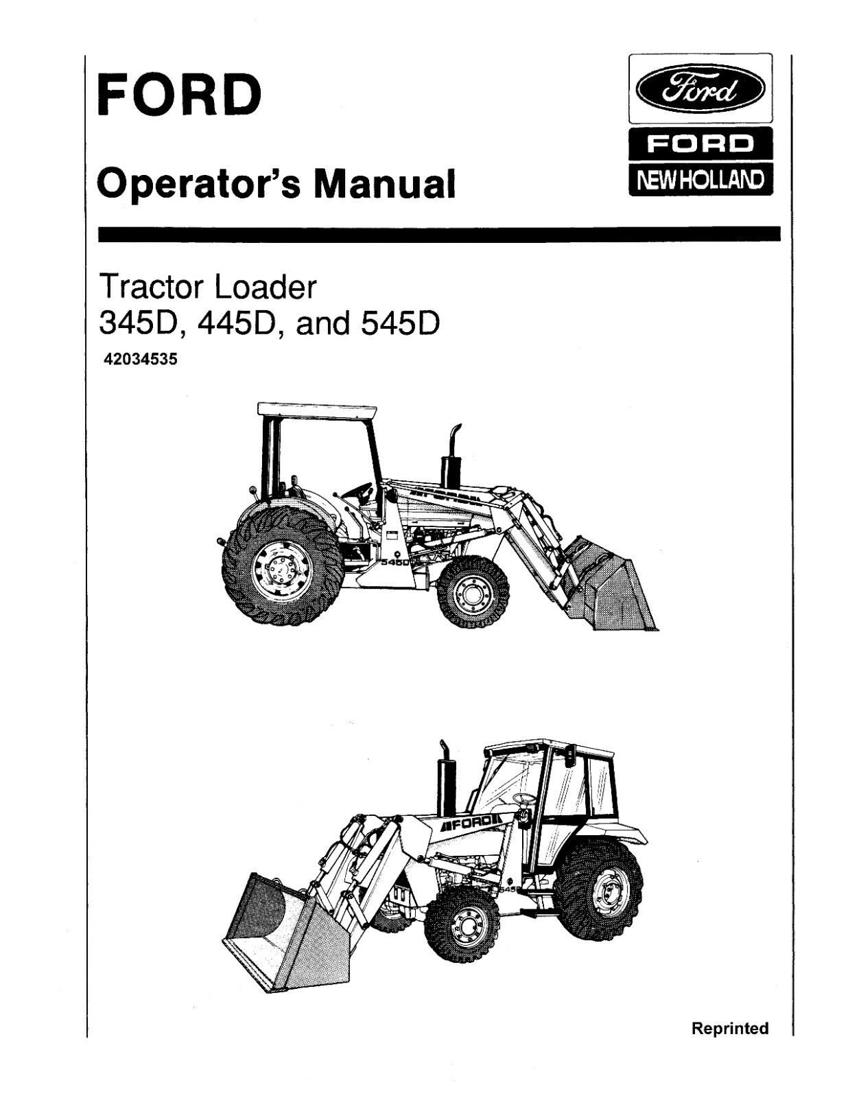 345D 445D 545D Tractor Operator Owners Maint Instruction Manual Ford Loader