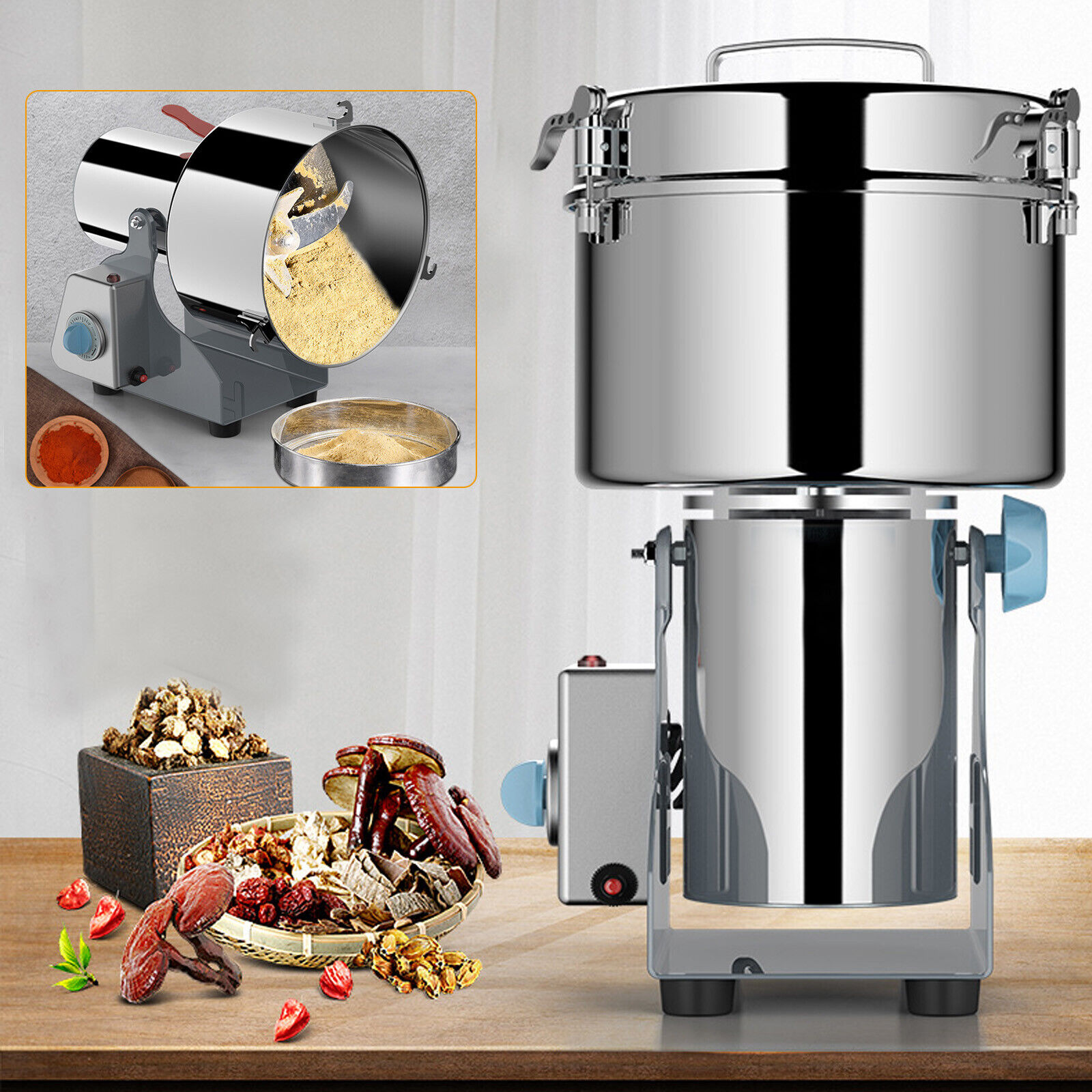NEW 2000g 110v Commercial Herb Grinder Machine Spices Grain Cereal Milling 🔥