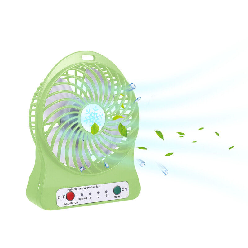 3 Speeds Mini Home Portable Desk Fan Cooling Cooler USB Rechargeable + Battery