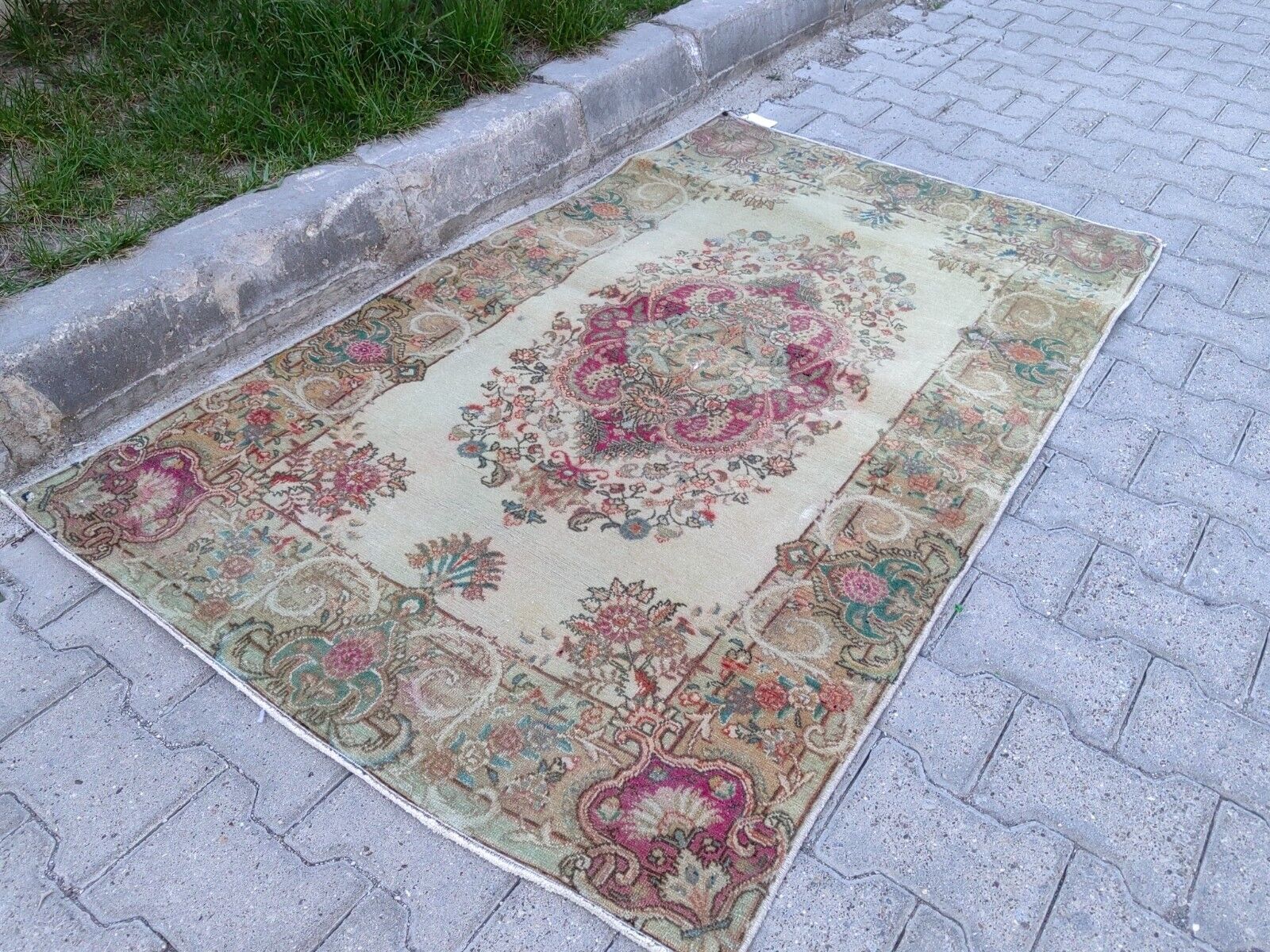 Muted Vintage Tribal Turkish Area rug Anatolian Handmade Wool carpet