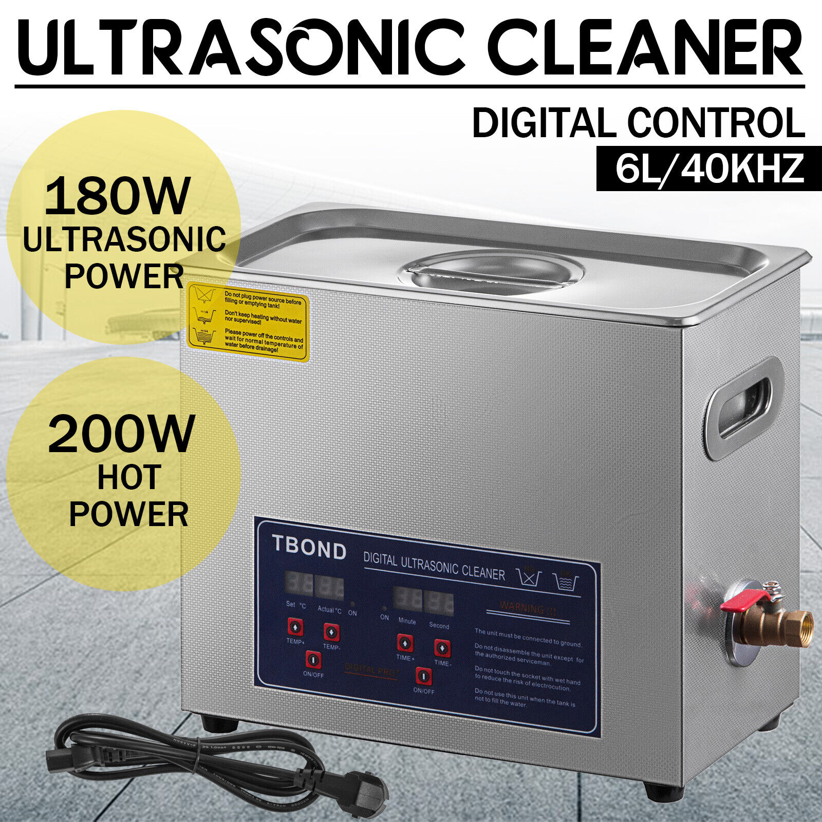 Commercial 6L Ultrasonic Cleaner Industry Heated Heater w/Timer Jewelry Glasses
