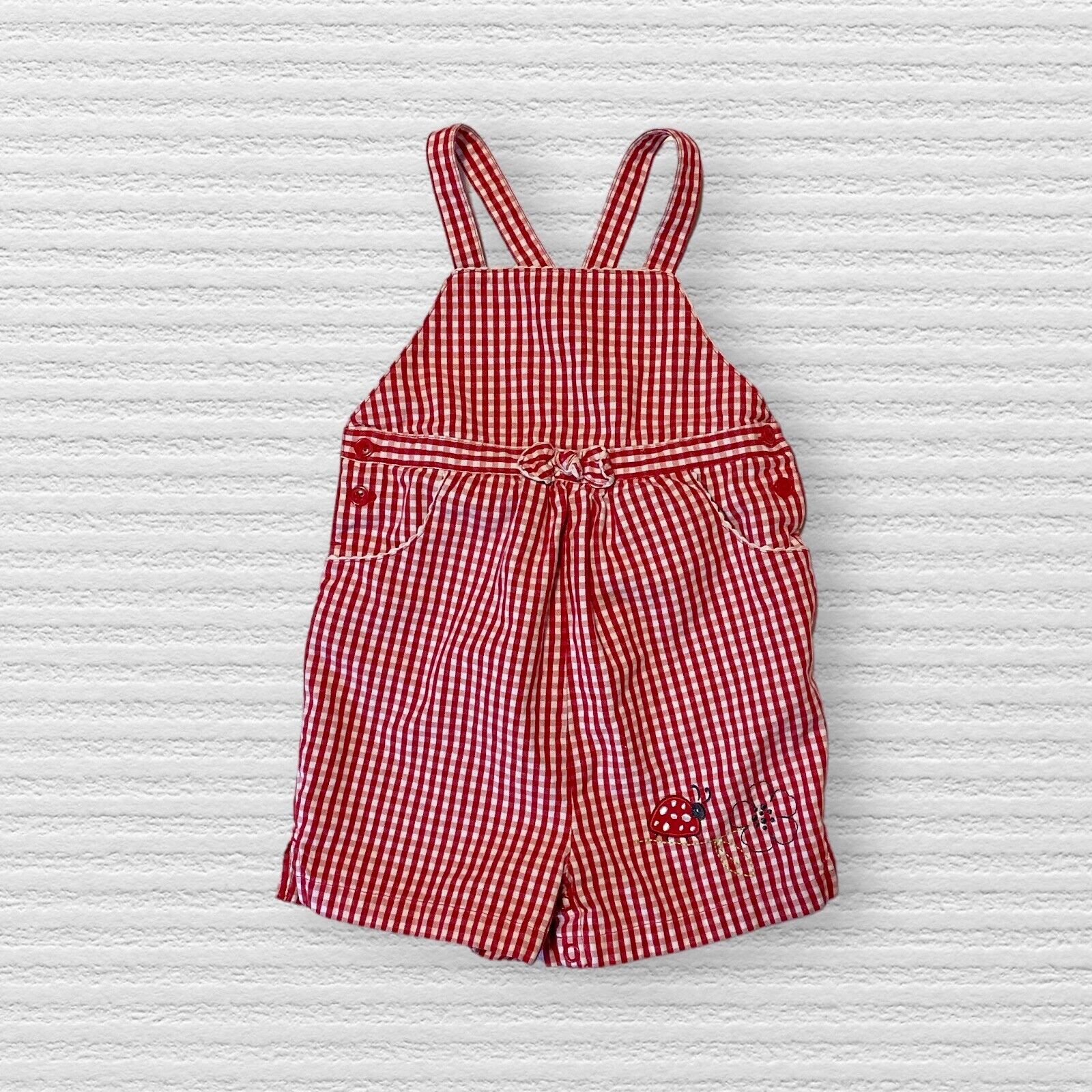 Vintage Gymboree Baby Toddler Girls Gingham Romper Red White Kid Size 18-24M