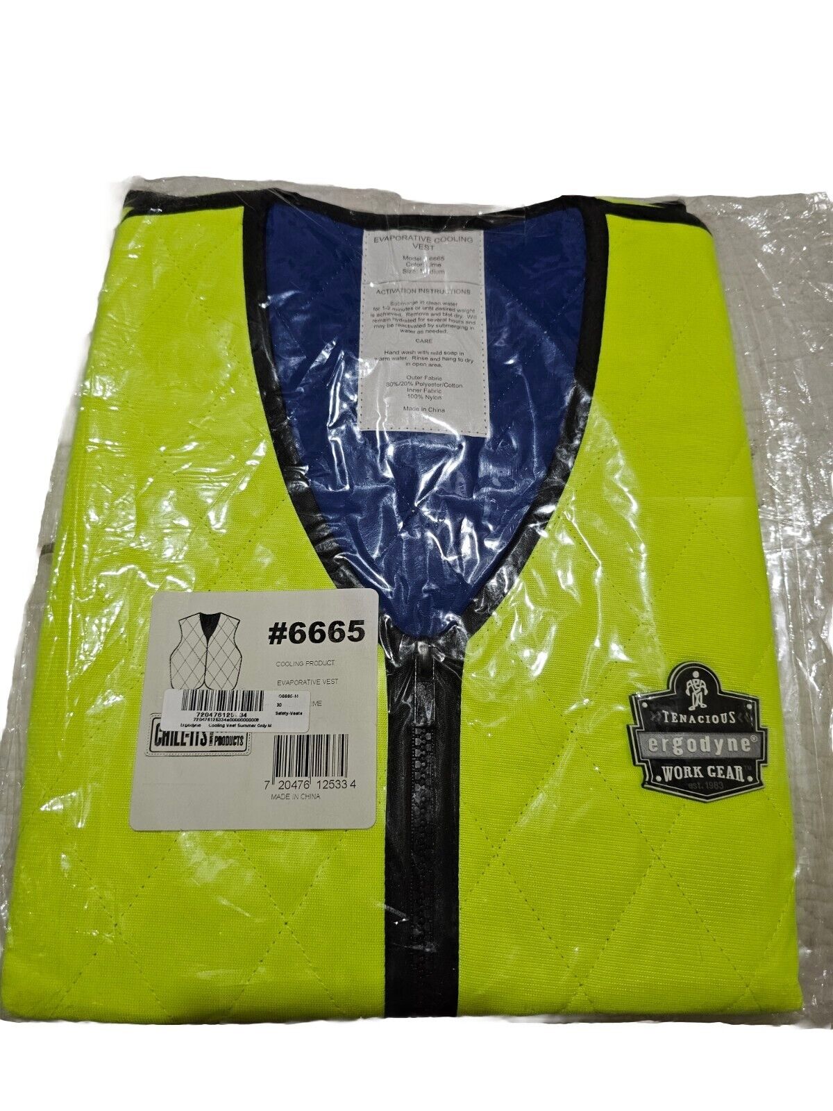 New Chill-Its By Ergodyne 6665 Medium Evaporative Cooling Vest, Hi-Vis Lime PPE