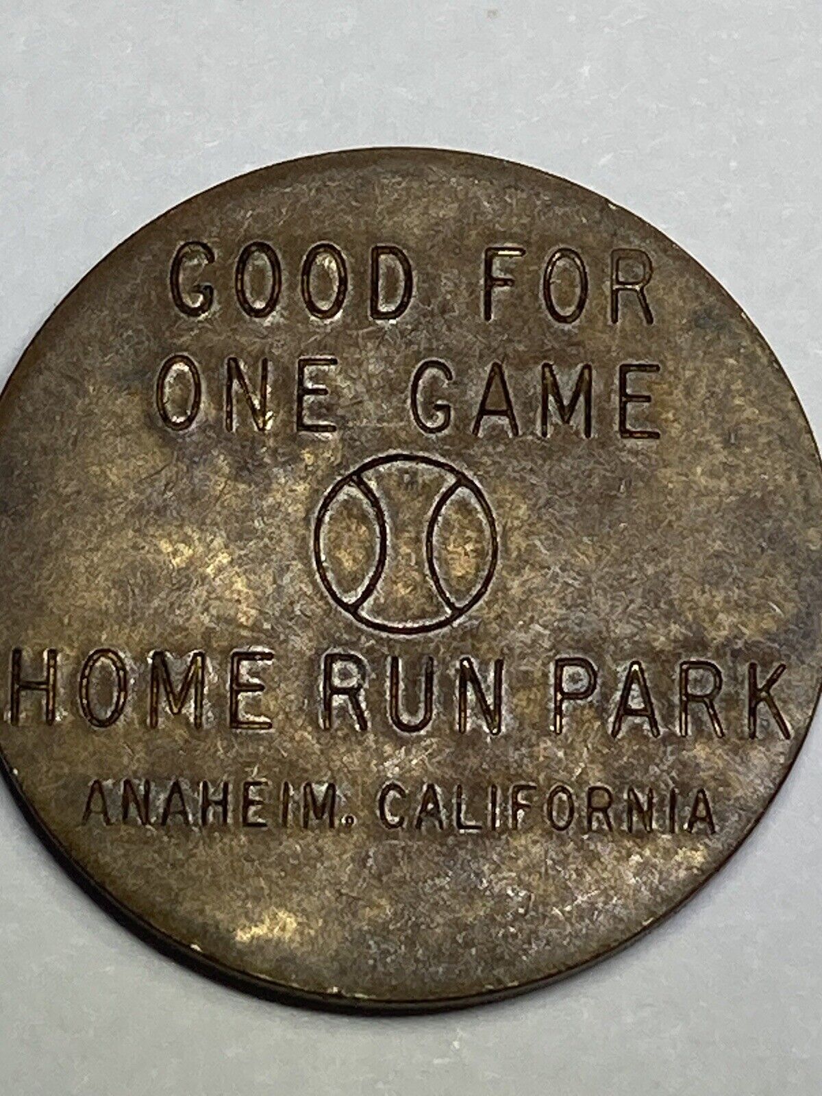 ANTIQUE HOME RUN PARK TOKEN - GOOD FOR ONE GAME - ANAHEIM, CALIFORNAI  - LOOK