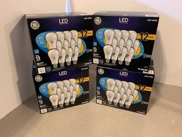 ✔️48 BULBS  GE LED Bulbs SOFT WHITE DIMMABLE A19 Light Bulb 10 Watt Replaces 60W