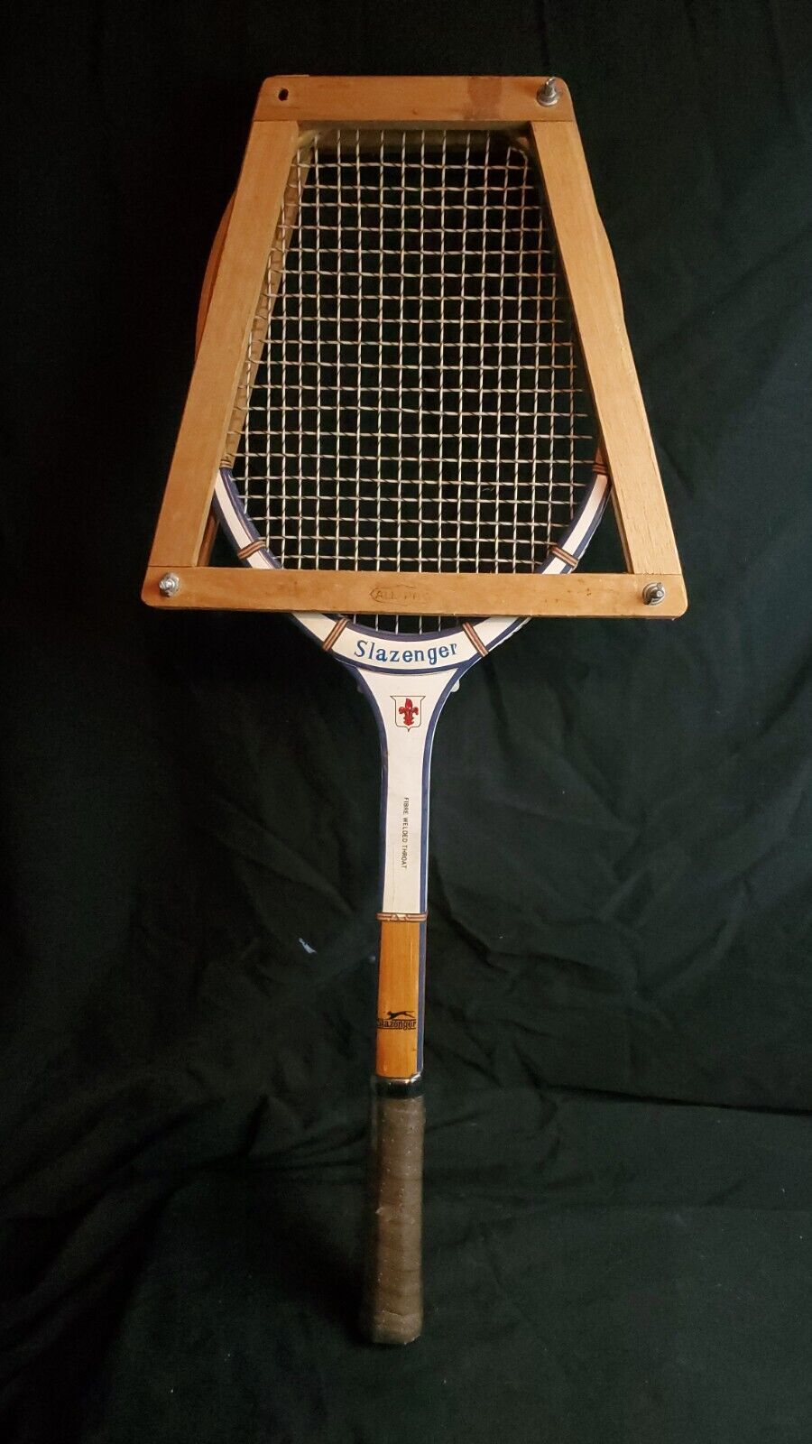  Vintage Slazenger Windsor Tennis Racket And Press Fibre Welded Throat 