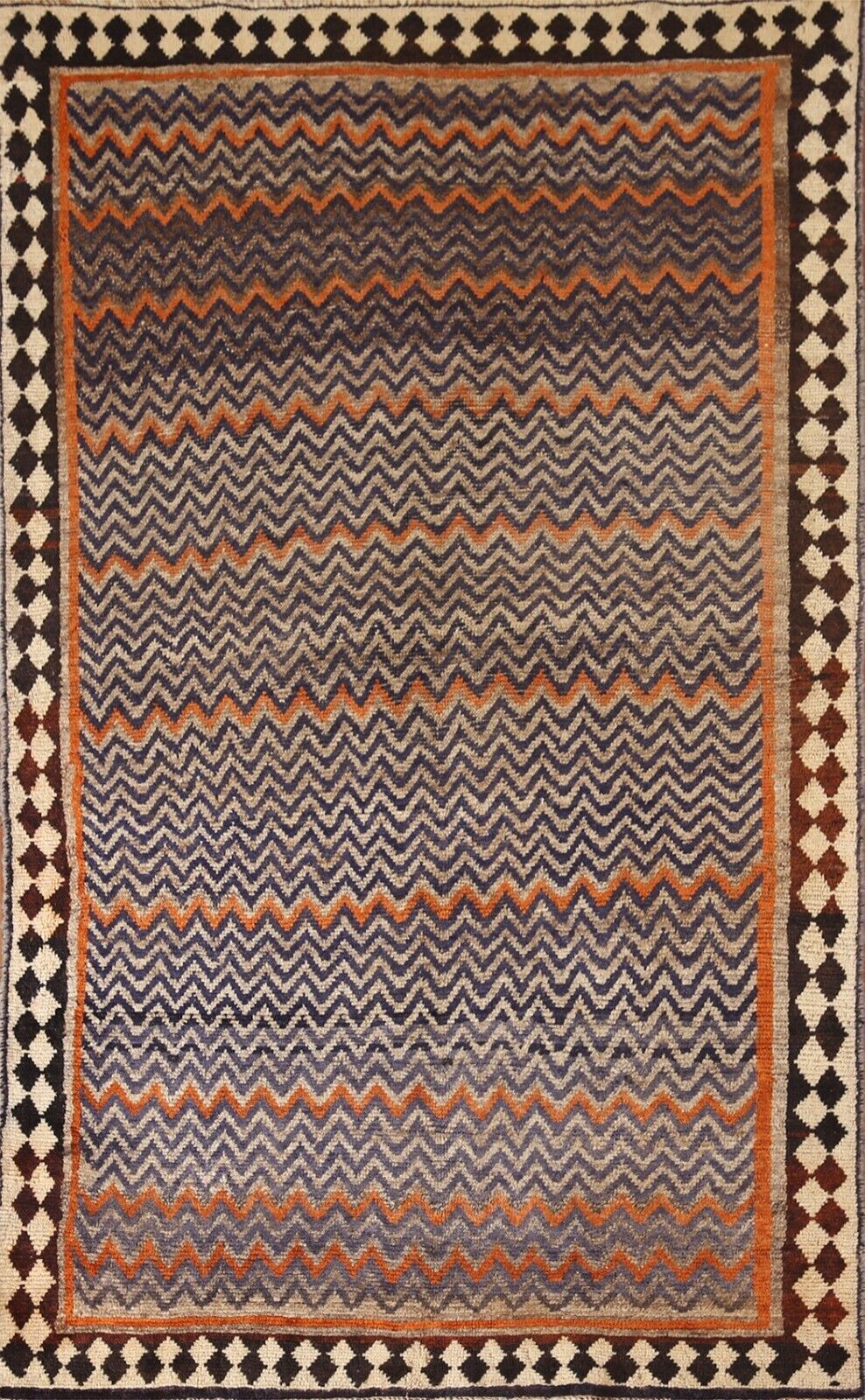 Vintage Chevron Gabbeh Tribal Area Rug 4\'x7\' Wool Hand-knotted Nomadic Carpet