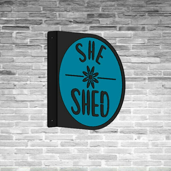 She Shed Metal Sign Garden Double Sided Hanging Wall Art Signs