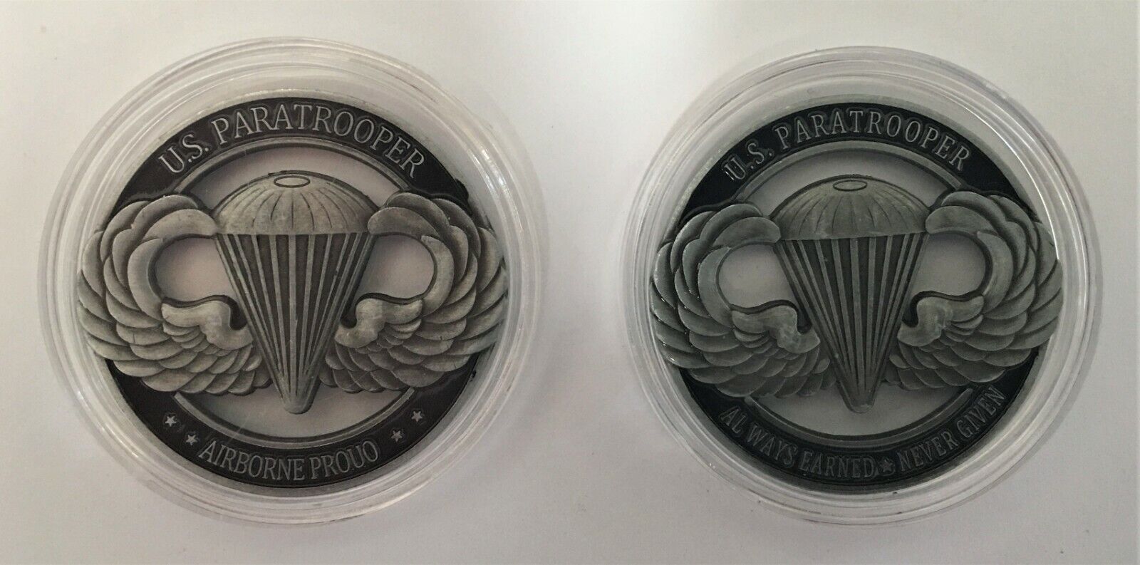 US Paratrooper Airborne Proud Cut Out Challenge Coin Army USMC USAF Ranger SEAL