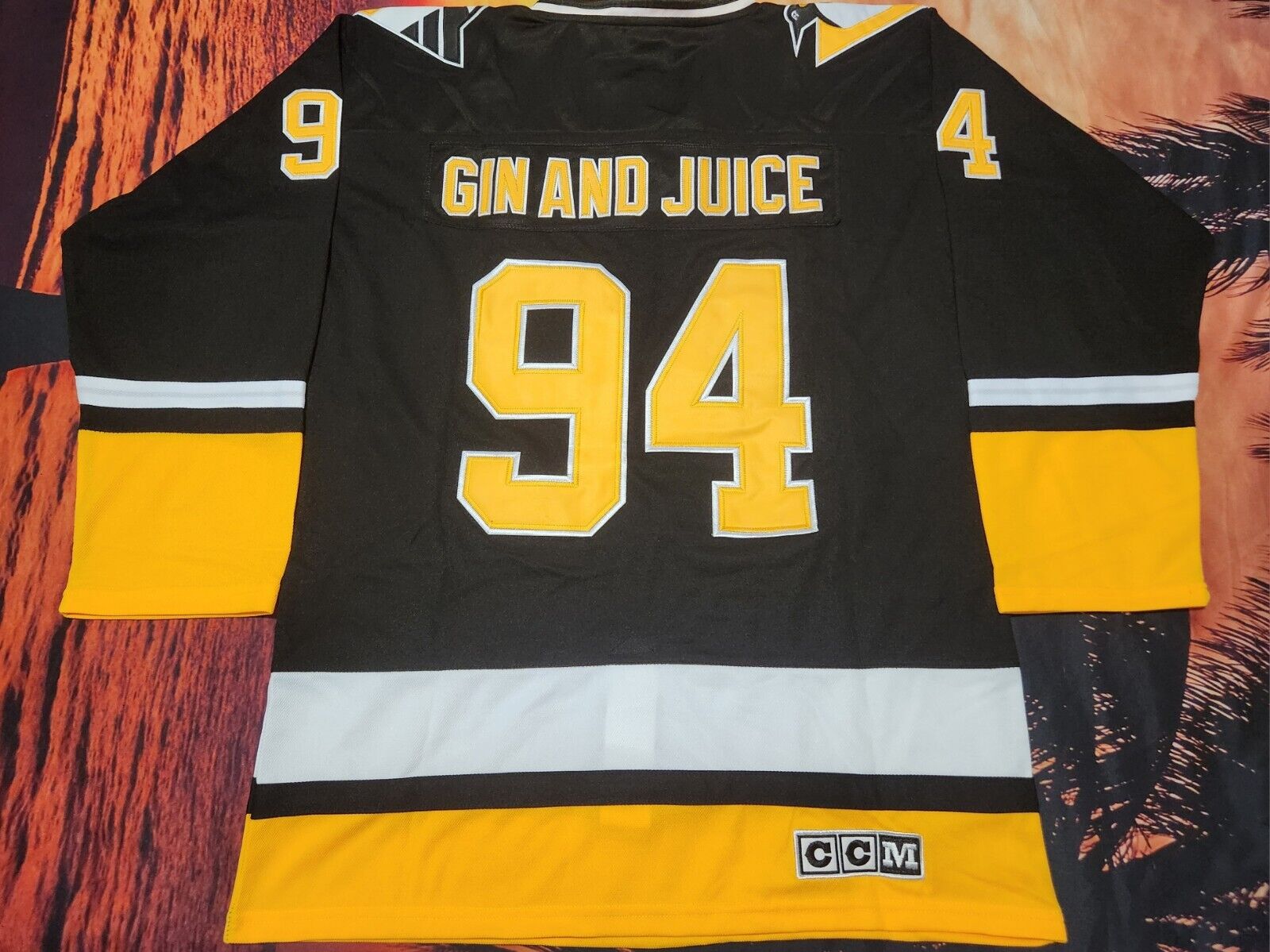 1994 Pittsburgh Penguins Throwback CCM Hockey Jersey GIN AND JUICE Snoop Dogg 