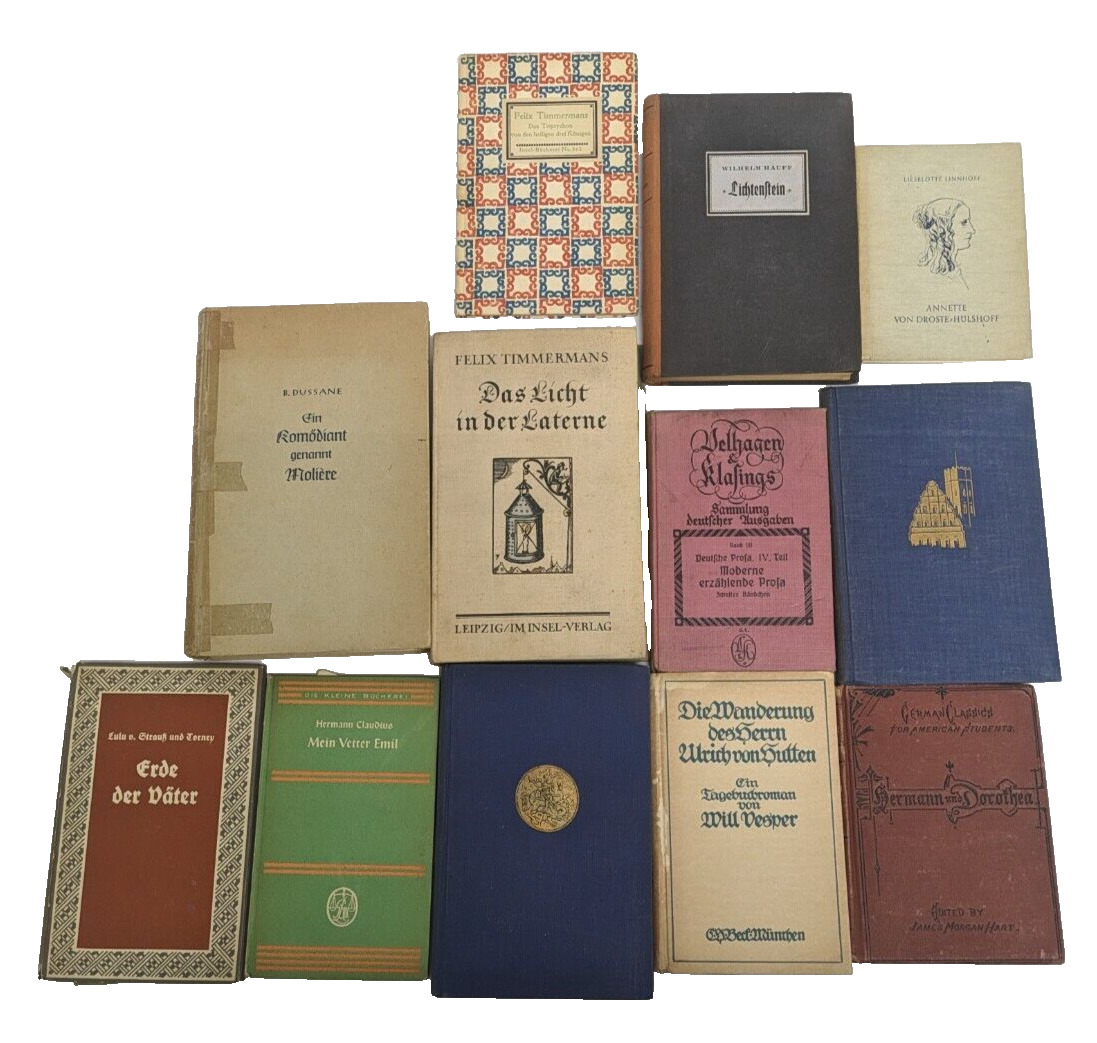 Large Lot of 12 VIntage German Pre-War Books Collectible Antique