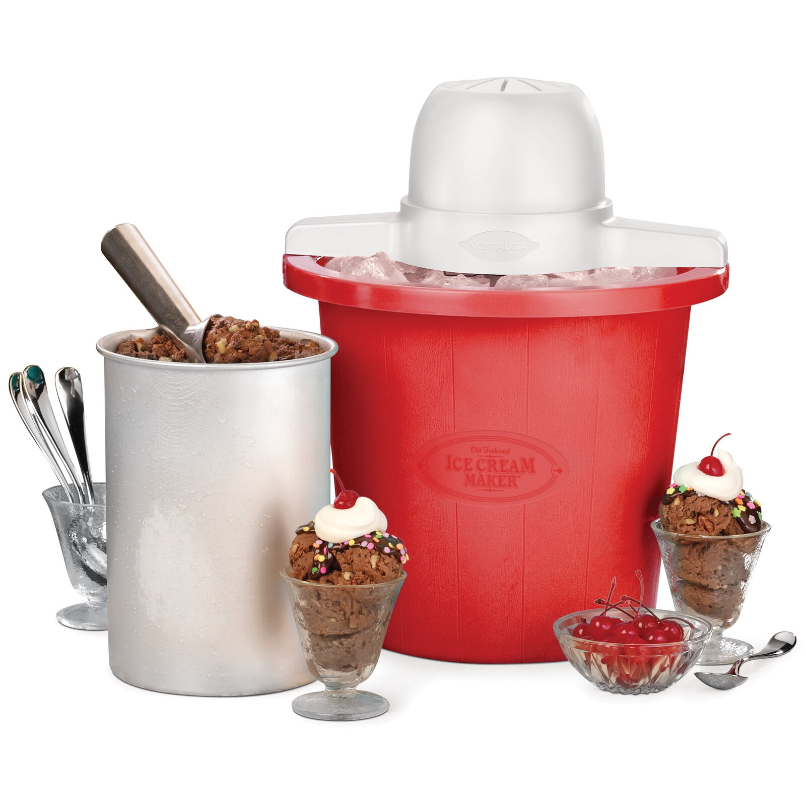 4-Quart Electric Ice Cream Maker, Red