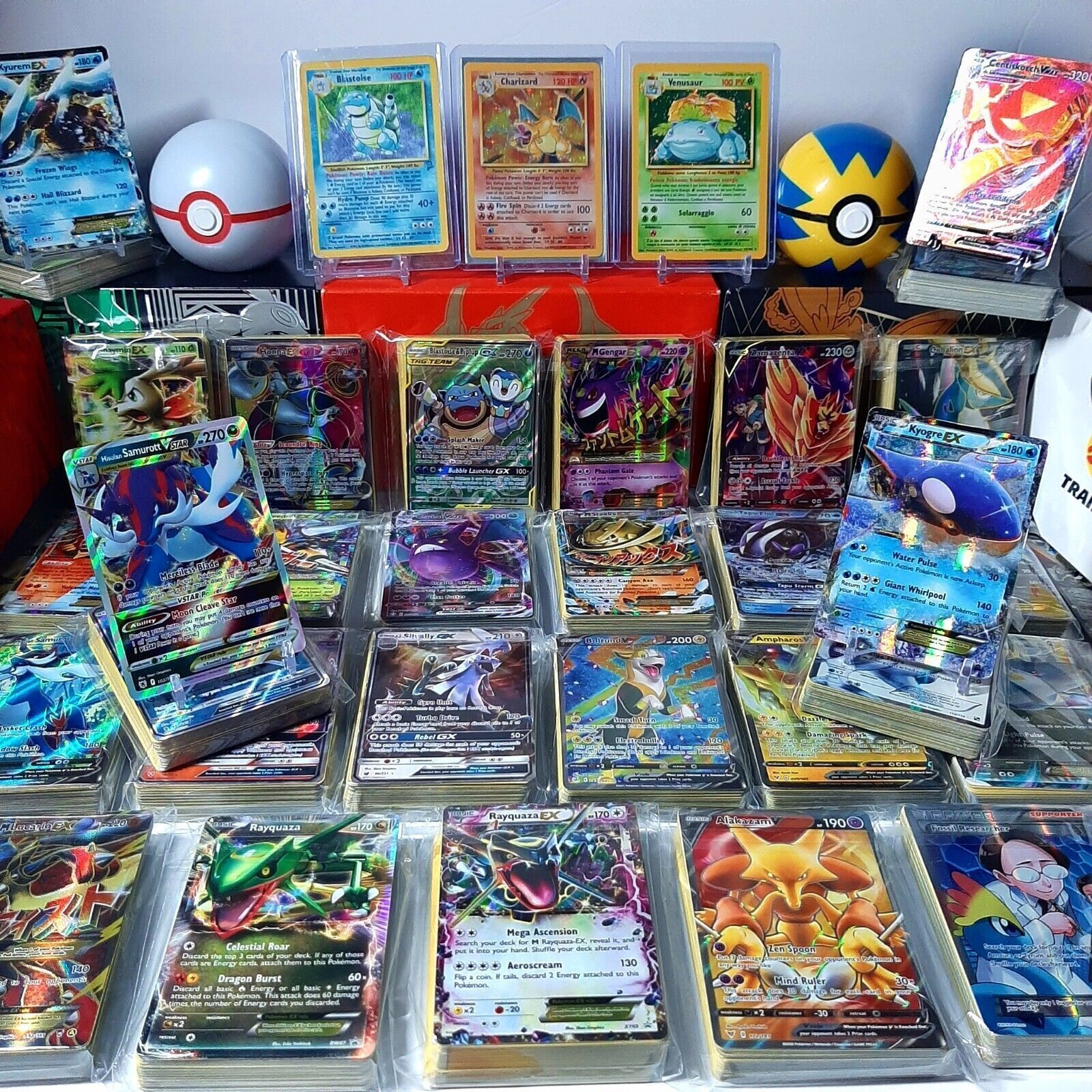 Huge Pokemon Card Collection Lot - Rares Holos - Guaranteed Ultra Rare EX/GX/V