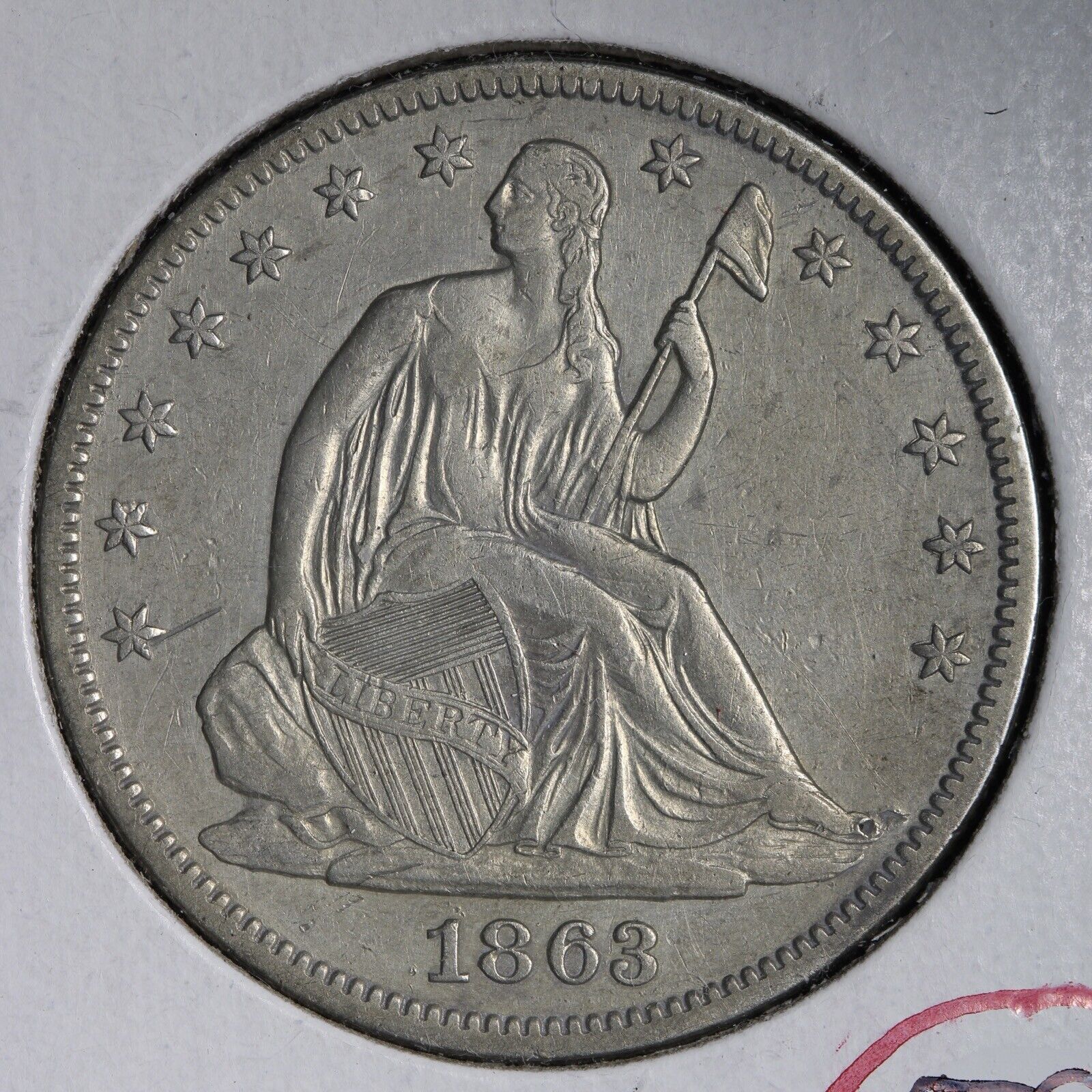 1863 Seated Liberty Silver Half Dollar CHOICE AU E313 QEMX