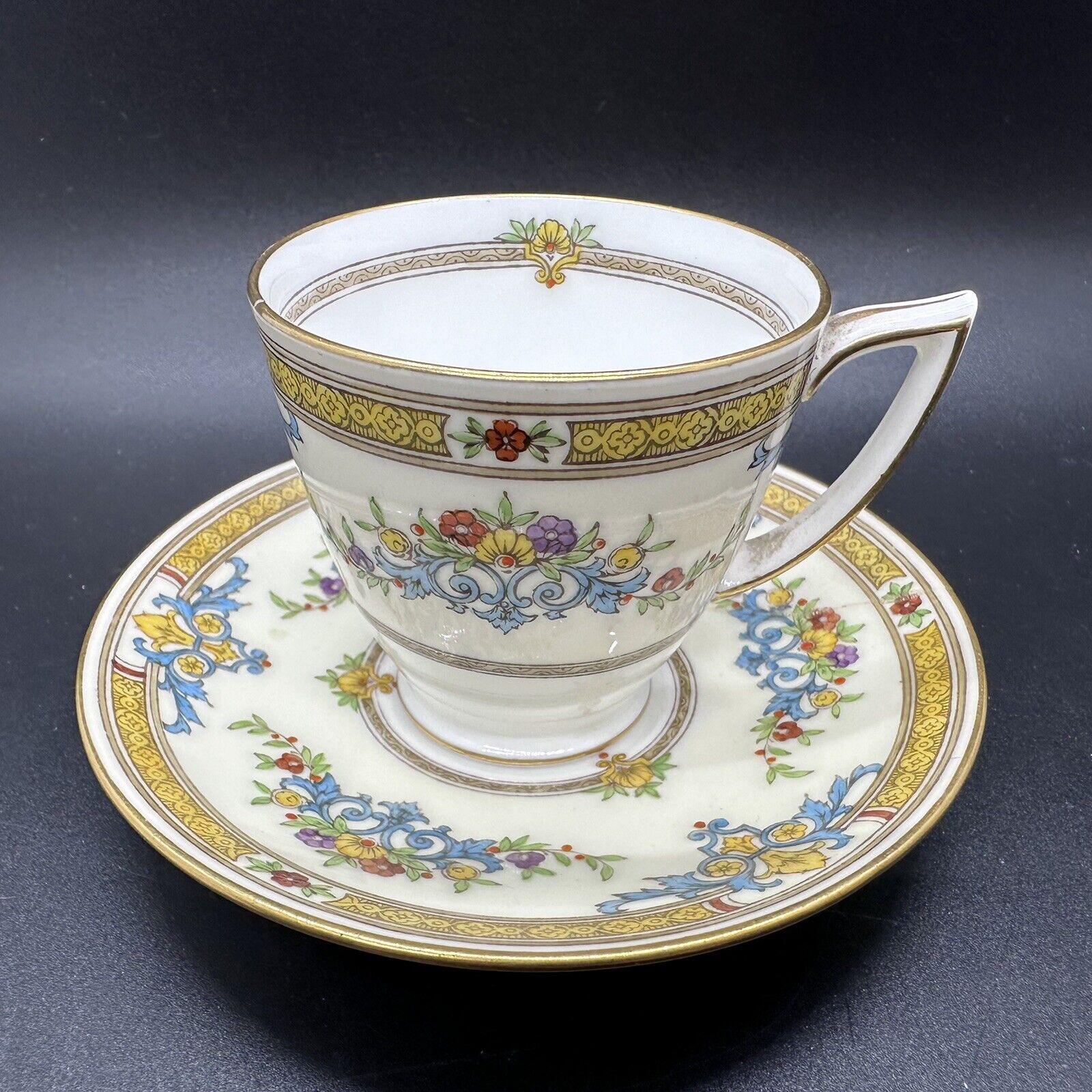 Minton Warwick Demitasse Cup Saucer Tea Coffee Espresso Set Vintage England 1926