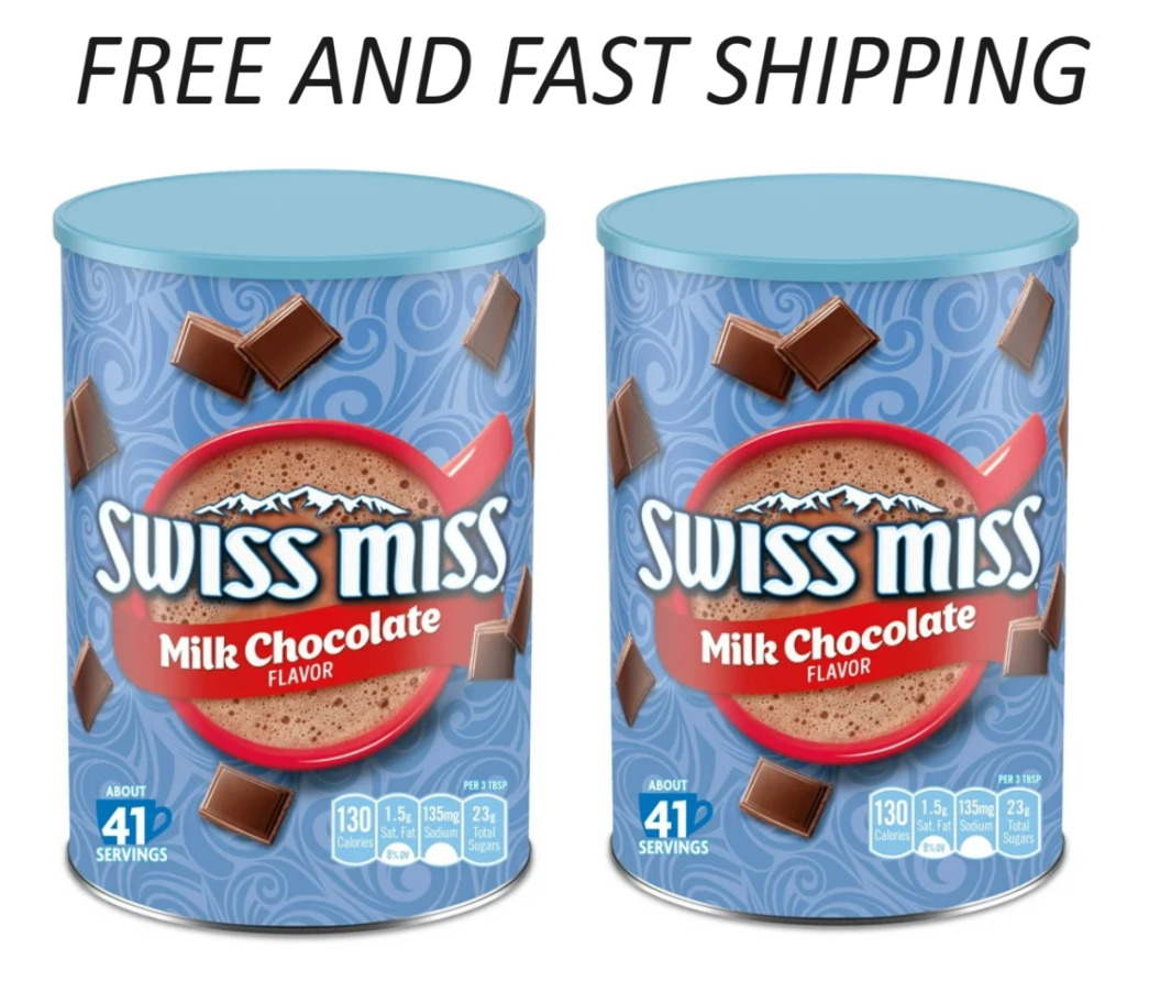 Swiss Miss Milk Chocolate Flavored Hot Cocoa Mix, 45.68 Oz Canister 2 pack