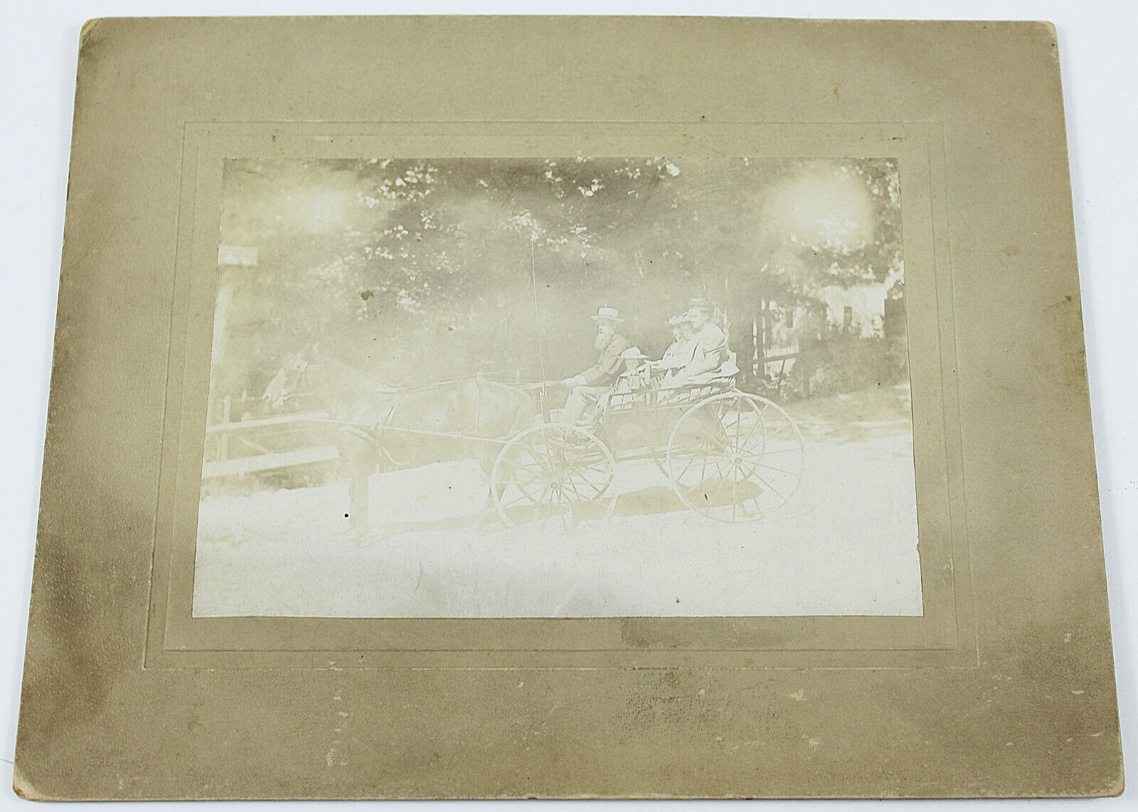 Vintage Photograph Horse and Buggy with Family Dated June 1902 Cabinet Card