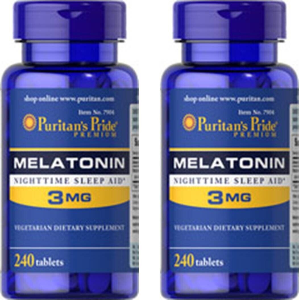 Puritan\'s Pride Melatonin 3 mg 240X2=480 Tablets Made in USA