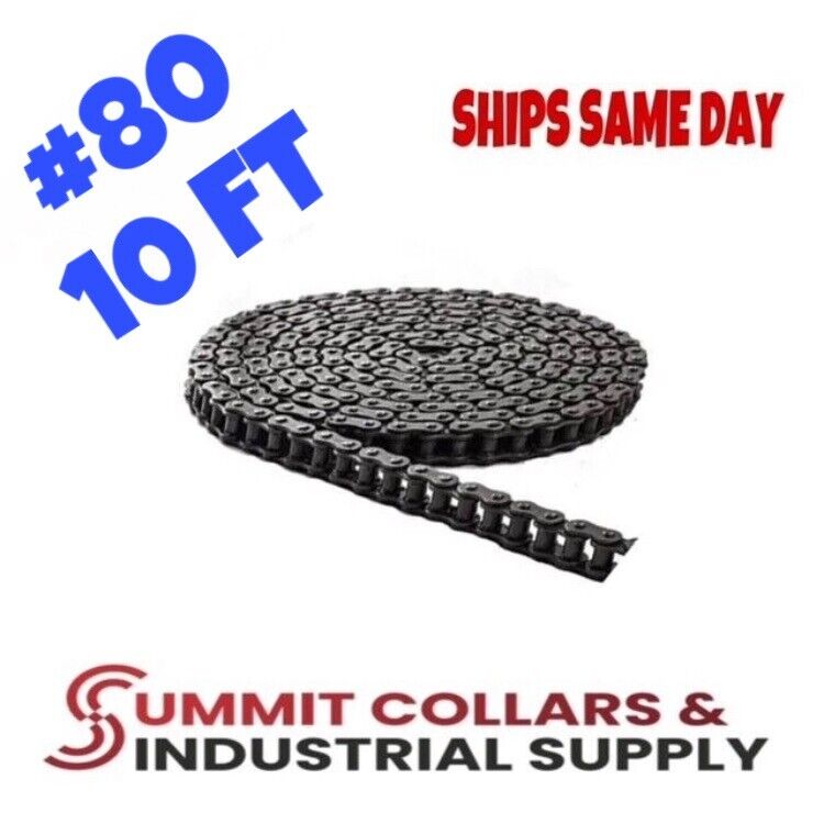 #80 Roller Chain 10 Feet with 1 Connecting Links