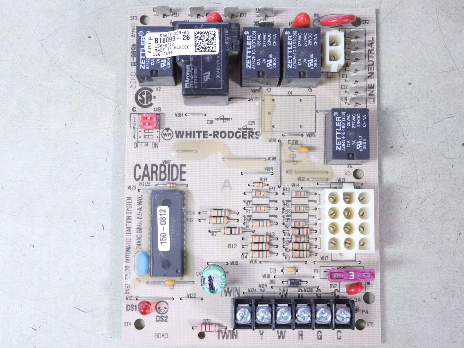 White Rodgers B18099-26 Furnace Control Circuit Board 50A55-289