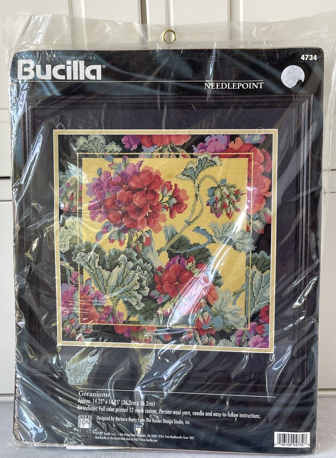 Bucilla Needlepoint Kit 4734 Geraniums 14.25 x 14.25 New in Sealed Pack