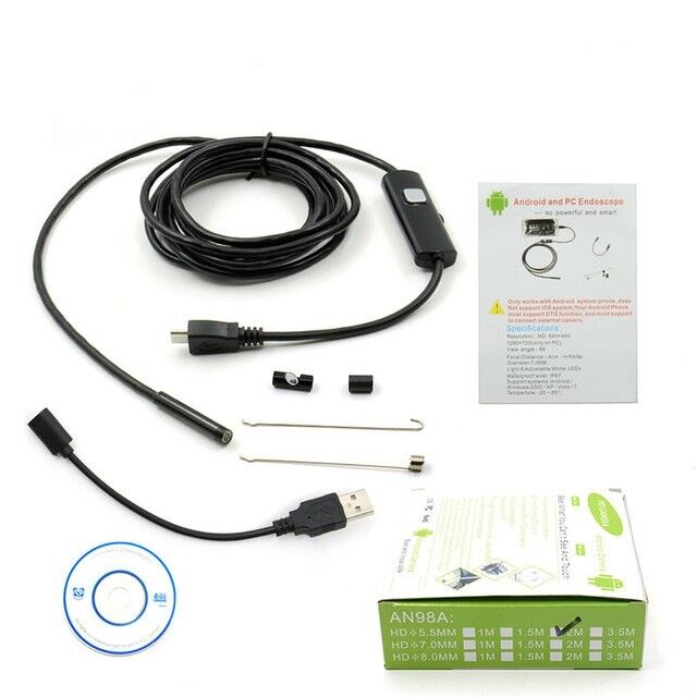10 UNITS    3.5M  7mm Android Endoscope Waterproof Snake Borescope USB Camera 
