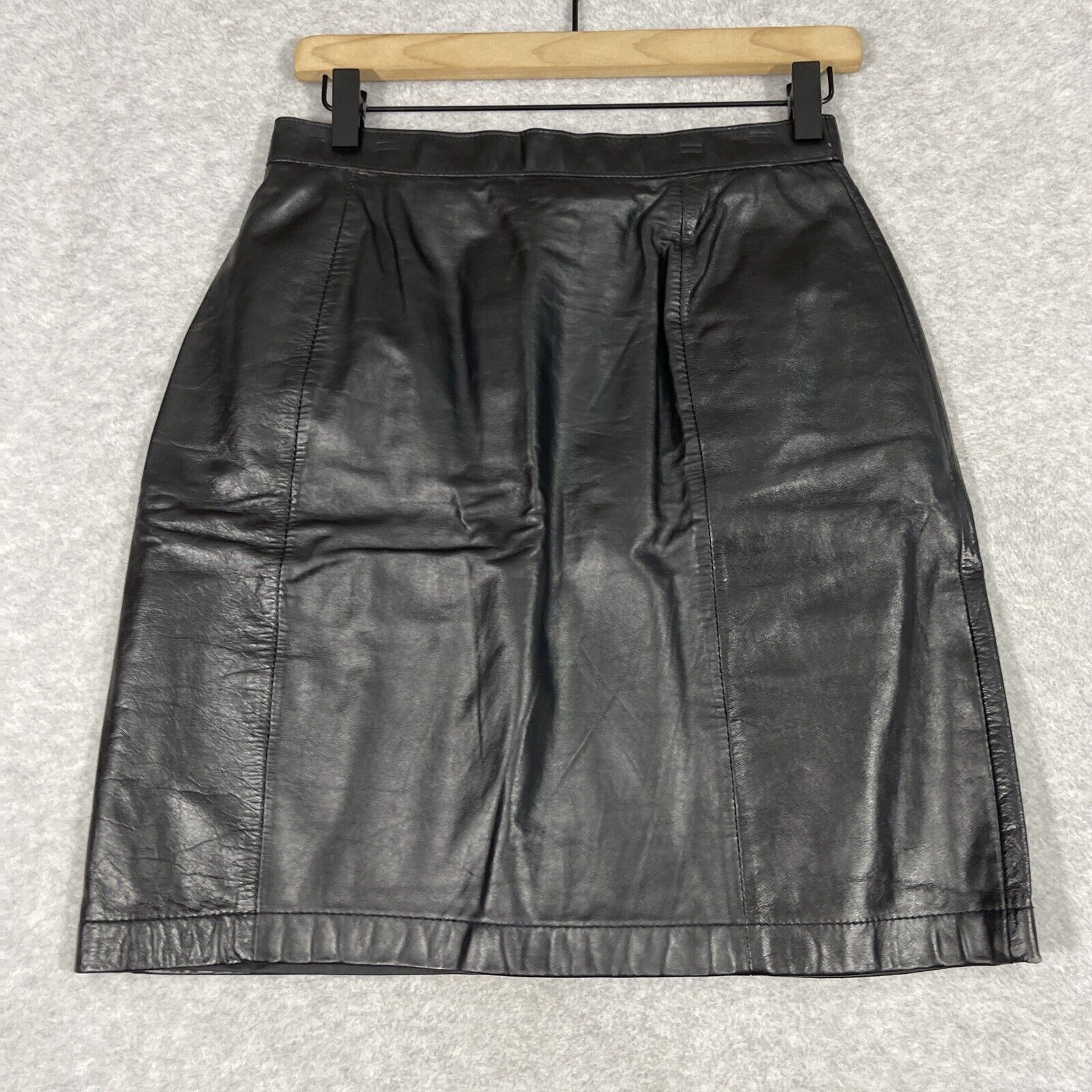 VTG Wilson Leather Womens Size 12 A-Line Leather Skirt Black