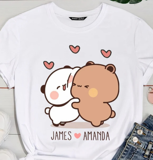 Personalized Panda Bear Bubu And Dudu Shirt Custom Name Gift For Couples