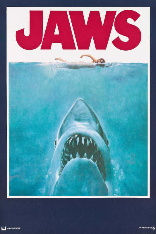 1975 JAWS VINTAGE HORROR MOVIE FILM POSTER PRINT 54x36 BIG 9 MIL PAPER