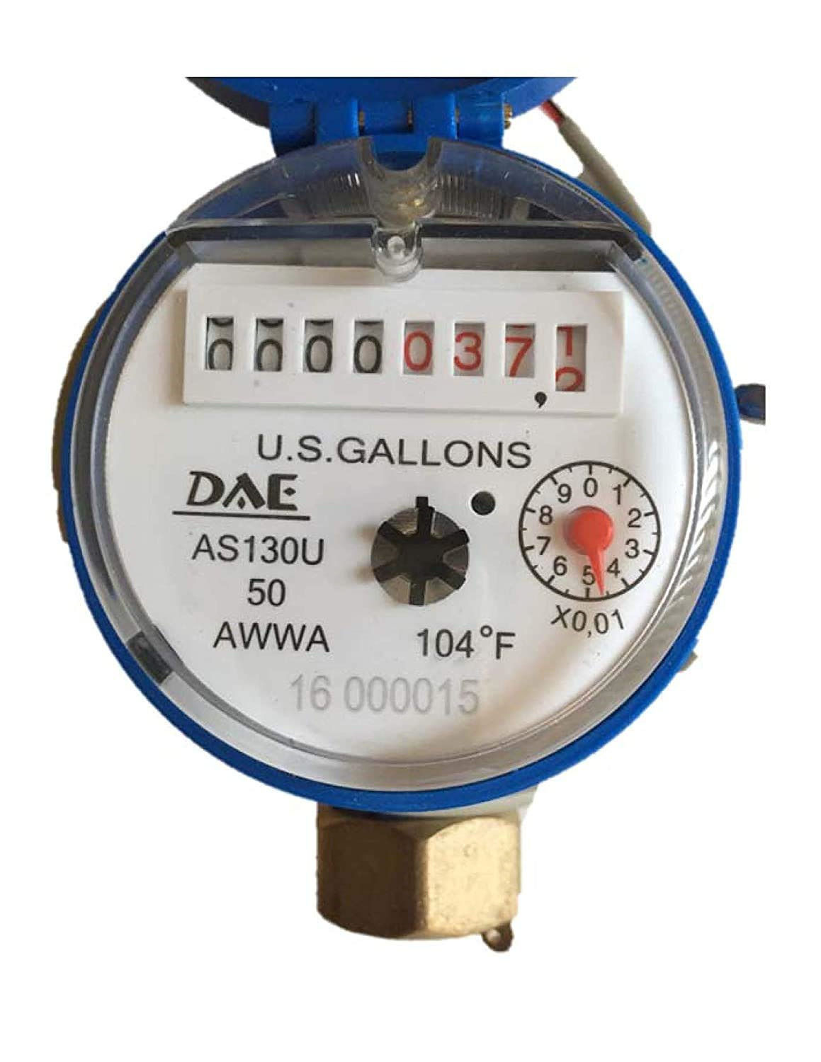 DAE AS130U-50P 1/2 Water Meter with Pulse Output, Measuring in Gallon + Coupling