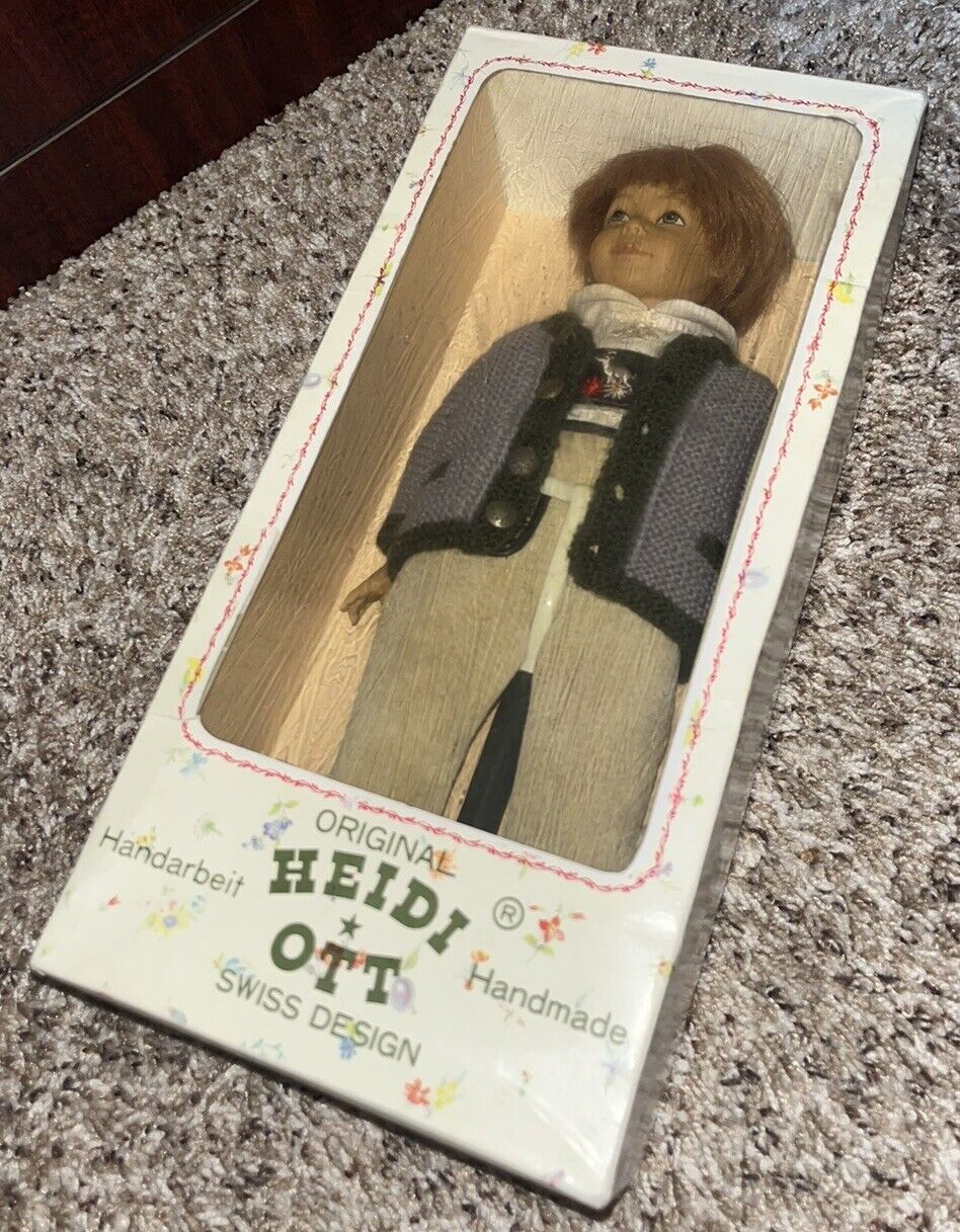 Heidi Ott Original Handarbeit Swiss Bavarian Boy Doll Stefan M81 Rare Box Stand