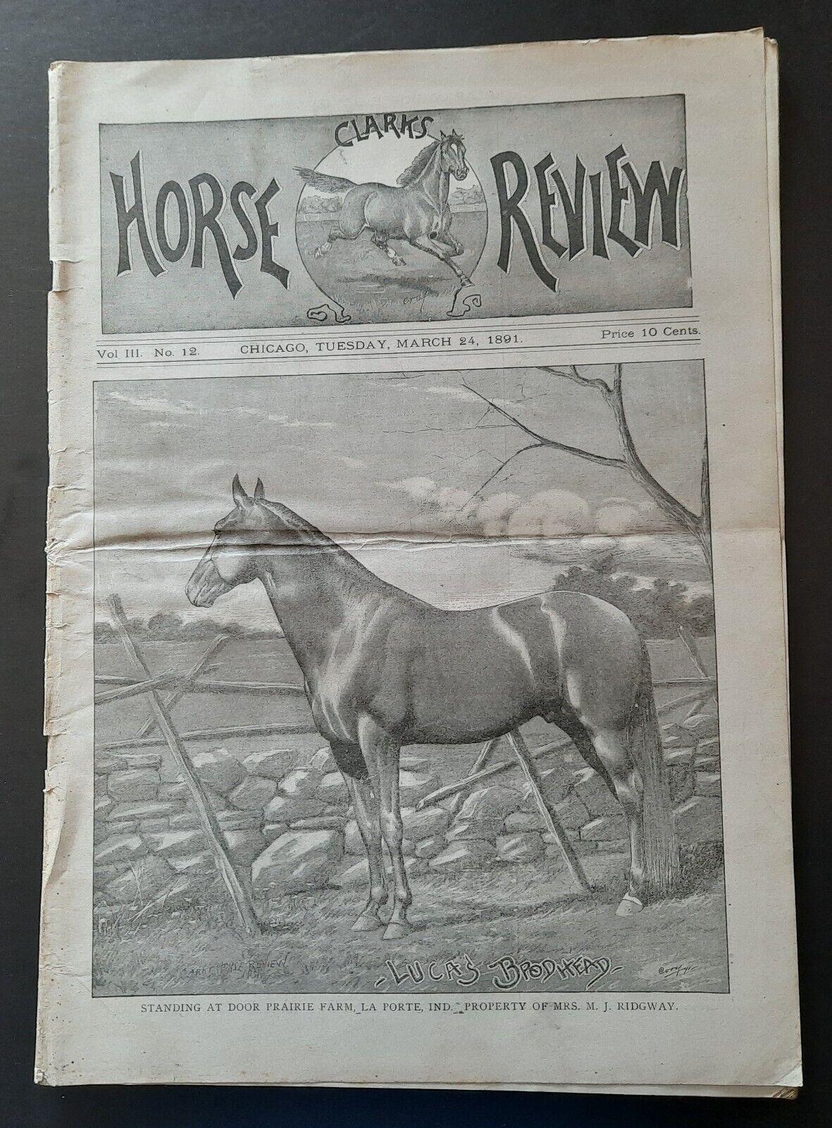 Clarks Horse Review 1891 March 24 Chicago Equine Trotting Horse Racing