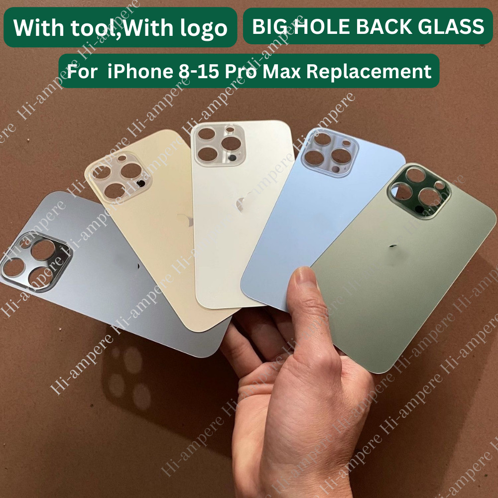 Lot For iPhone 15 14 13 12 11 XS XR 8 Back Glass Replacement Big Hole Rear Cover
