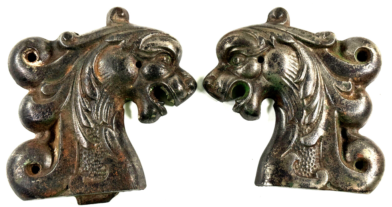Antique Cast iron Dragon Lion medieval architectural ornamental chimera