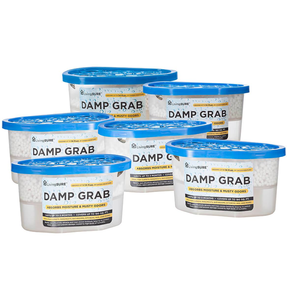 Damp Grab Closet Dehumidifier - Pack of 6, Moisture Control, Fragrance Free,