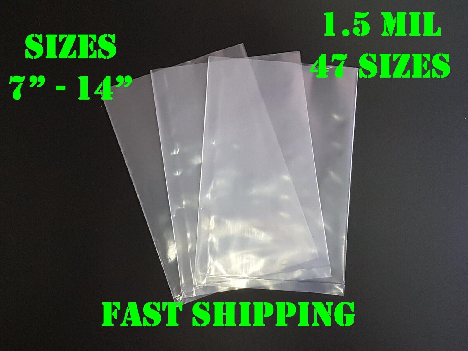Multiple Sizes Clear Poly Bags 1.5Mil Flat Open Top Plastic Packaging Packing