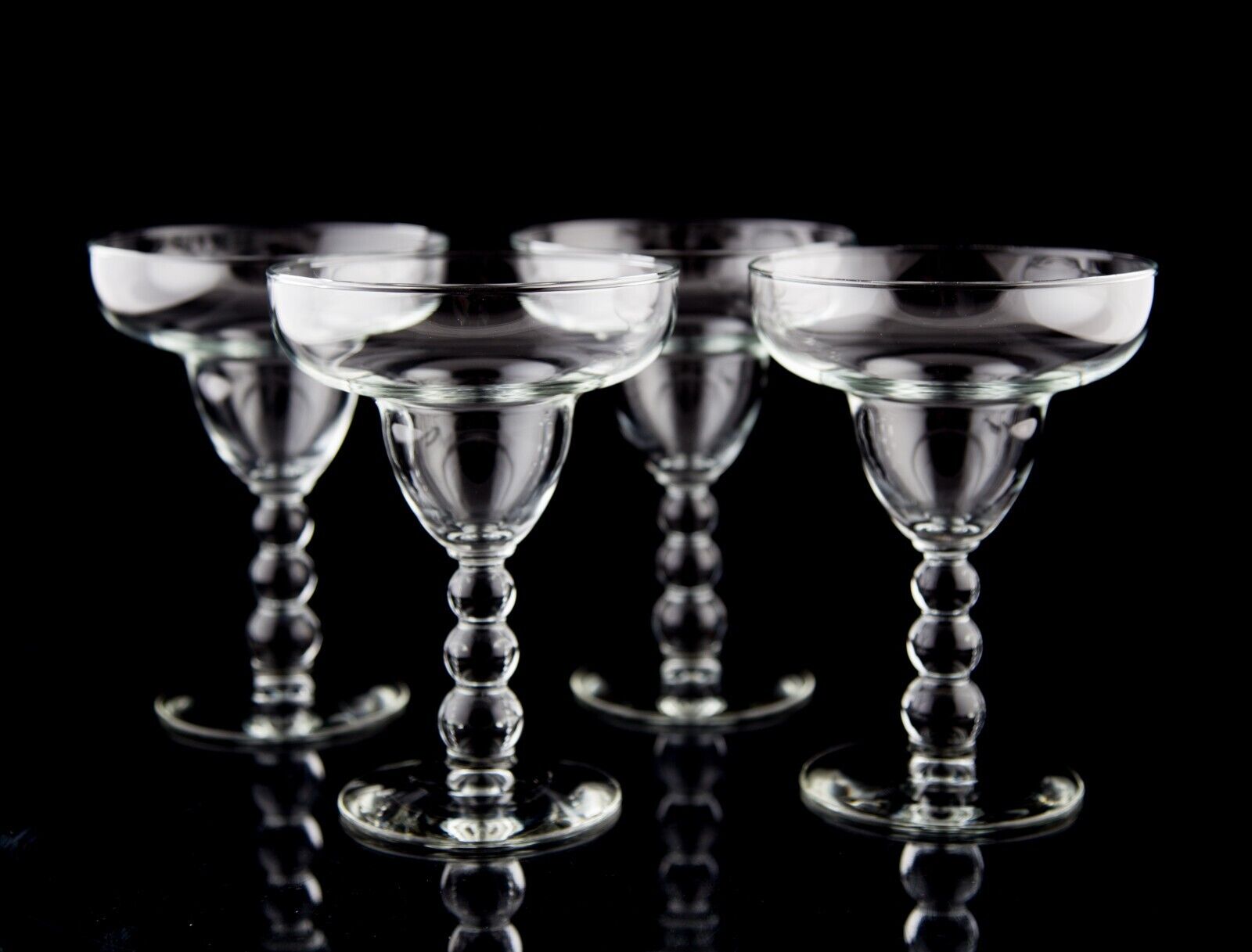 Libbey Metropolis Clear Margarita Glasses Set of 4 Vintage Beaded Glass