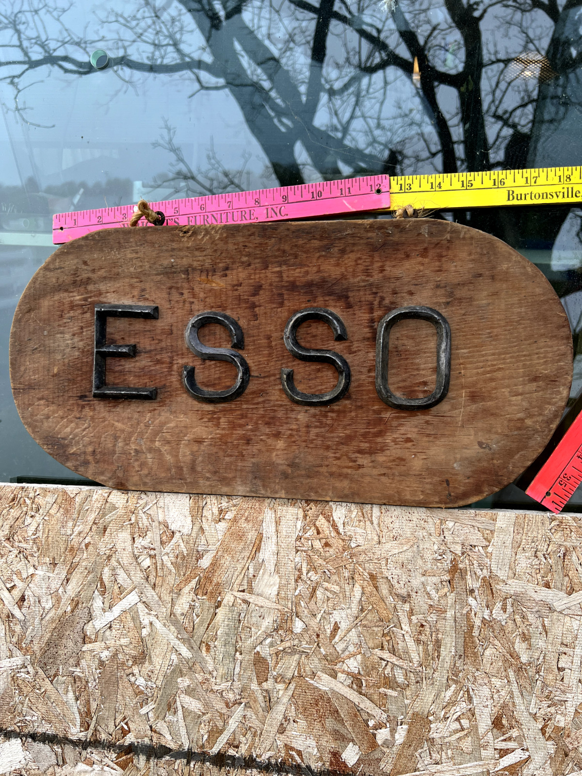 Esso Gasoline Gas Oil Wood Wooden Hand Made Sign