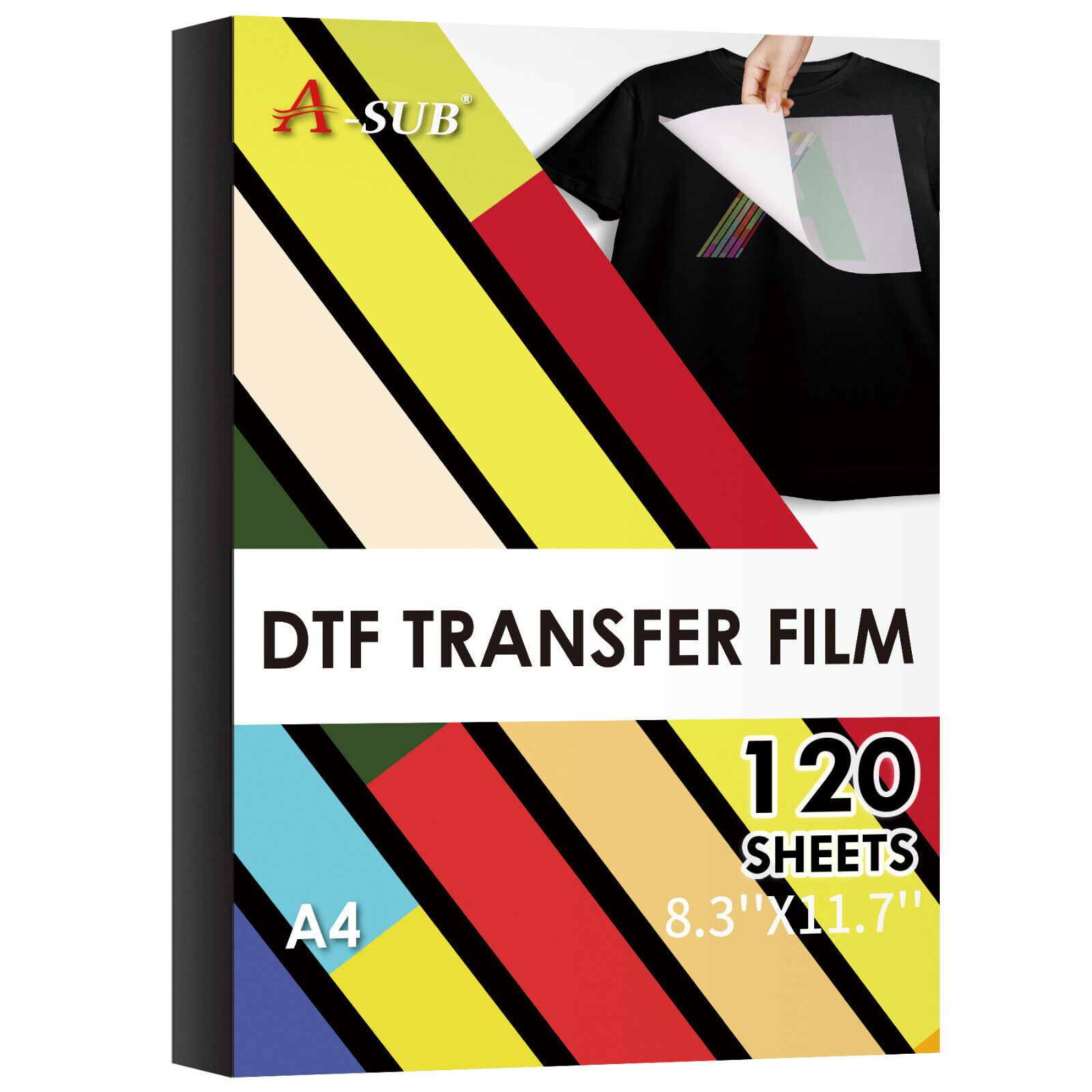 120PK A-SUB DTF Film A4 Clear Subliamtion Paper for Dark, 8.3x11.7 DTF Transfer