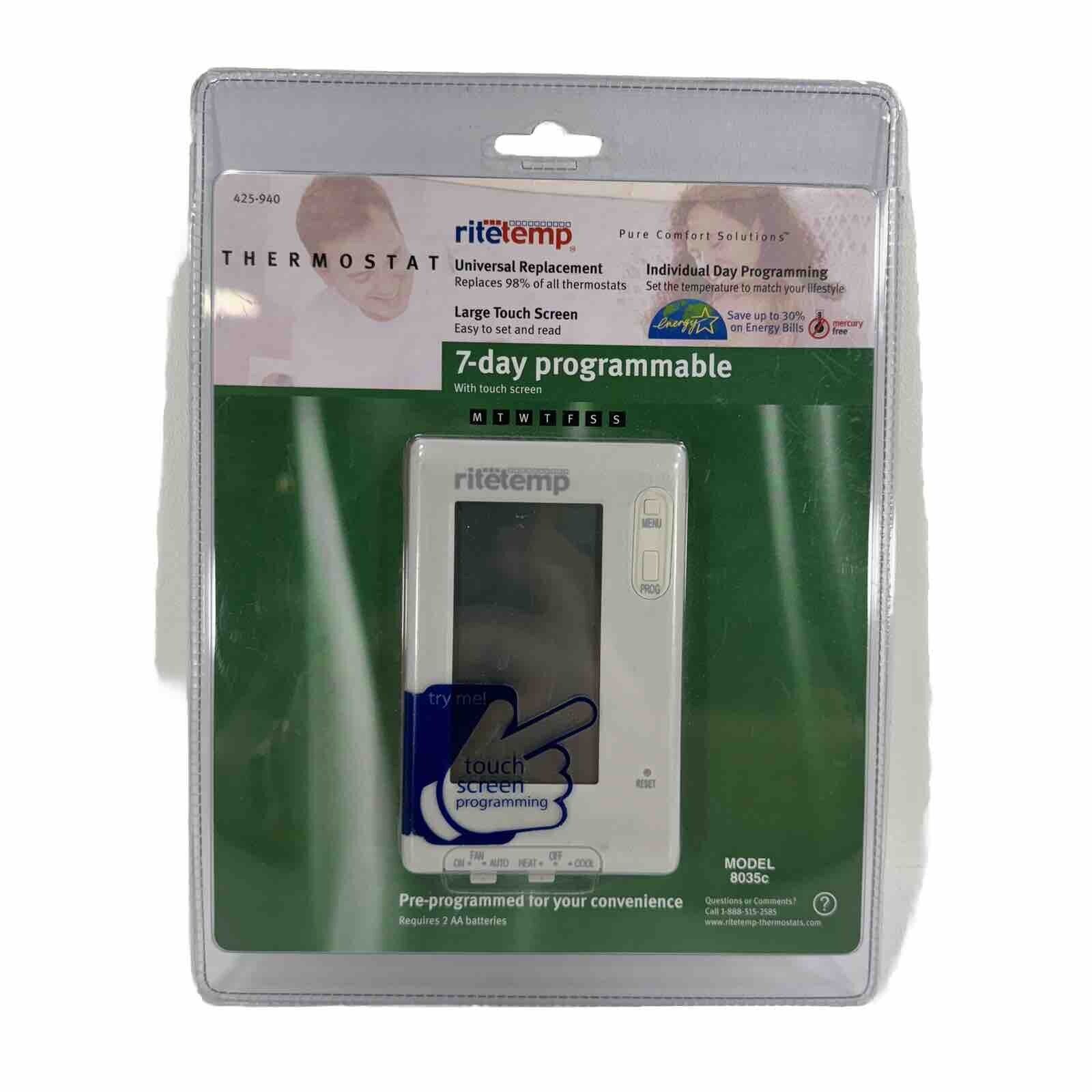 RiteTemp Thermostat 7-Day Programmable Touch Screen Model 8035C - Open Box