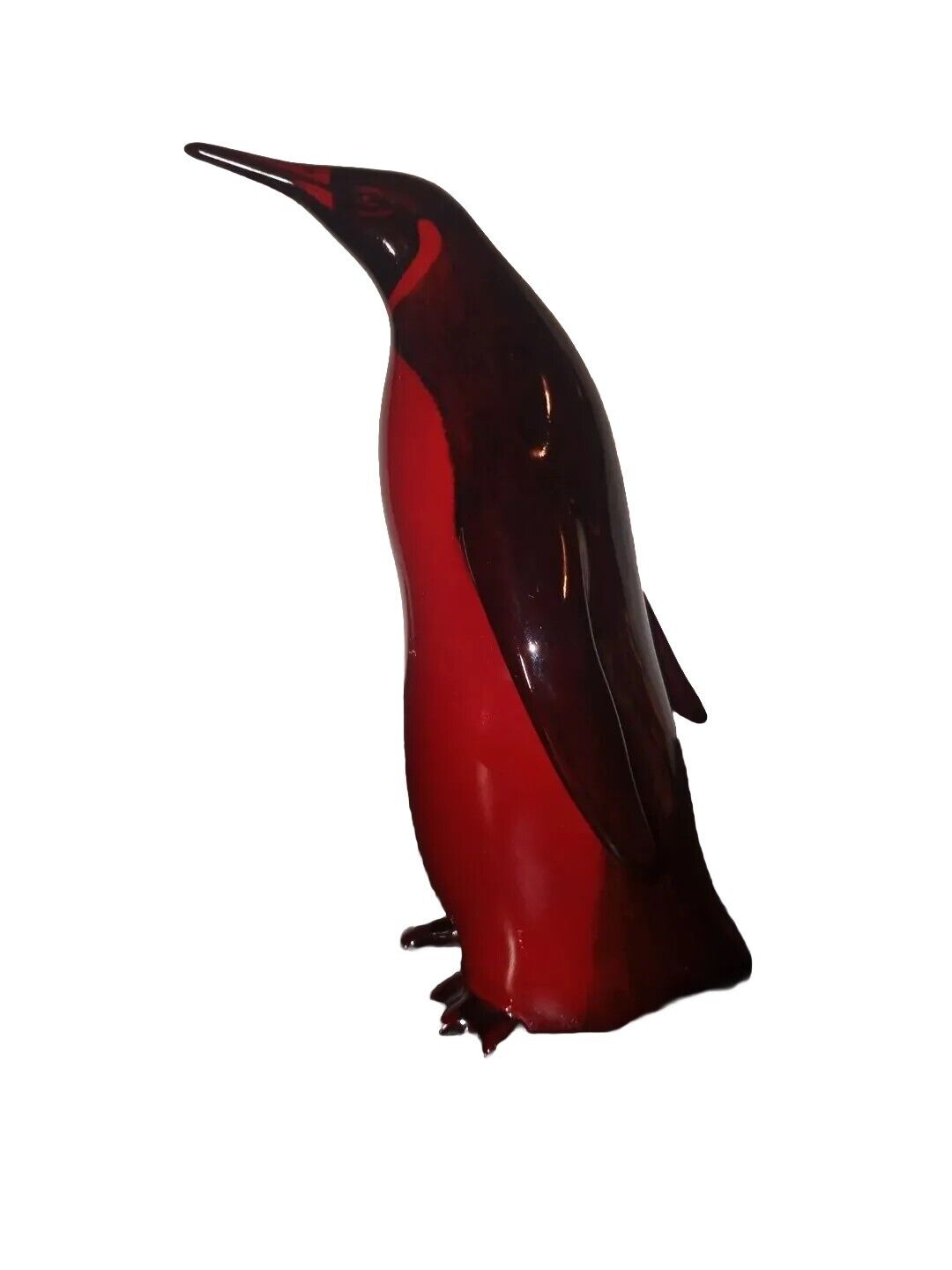 Royal Doulton\'s Red & Black Emperor Flambe Penguin -Rare Collection 6.5 Inches.