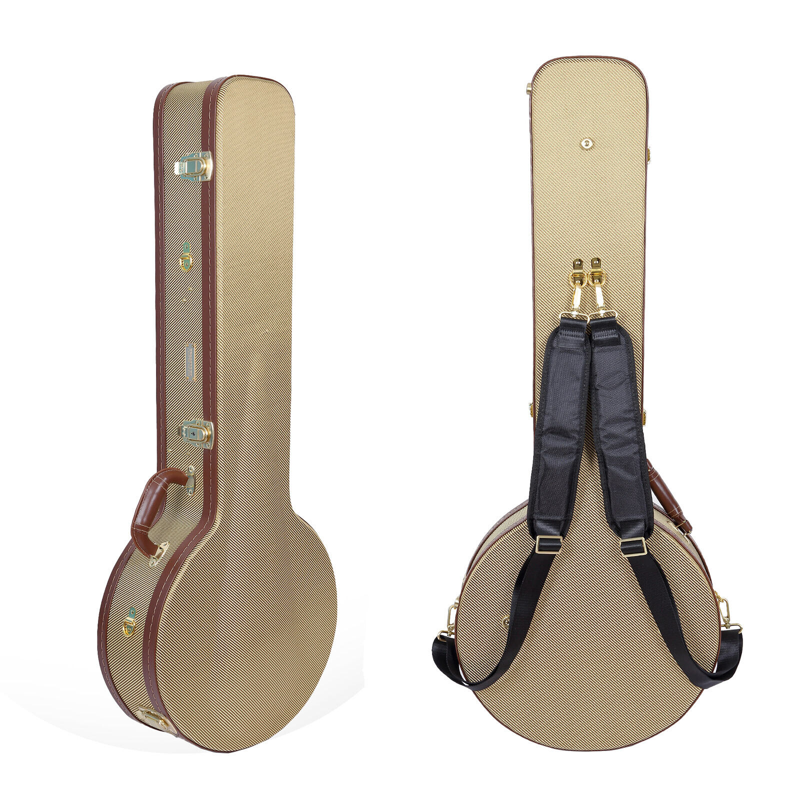 Crossrock 5 String Resonator Banjo Case Deluxe Fabric Exterior,Wooden Hardshell 