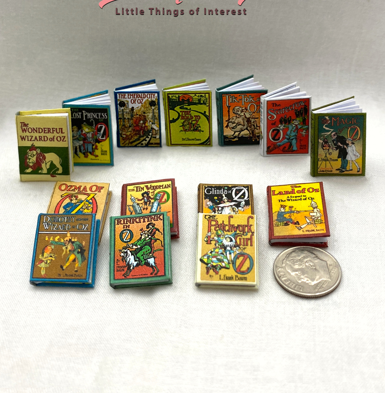 THE WIZARD Of OZ Book Set 14 Books 1:12 Scale Illustrated Readable Miniature