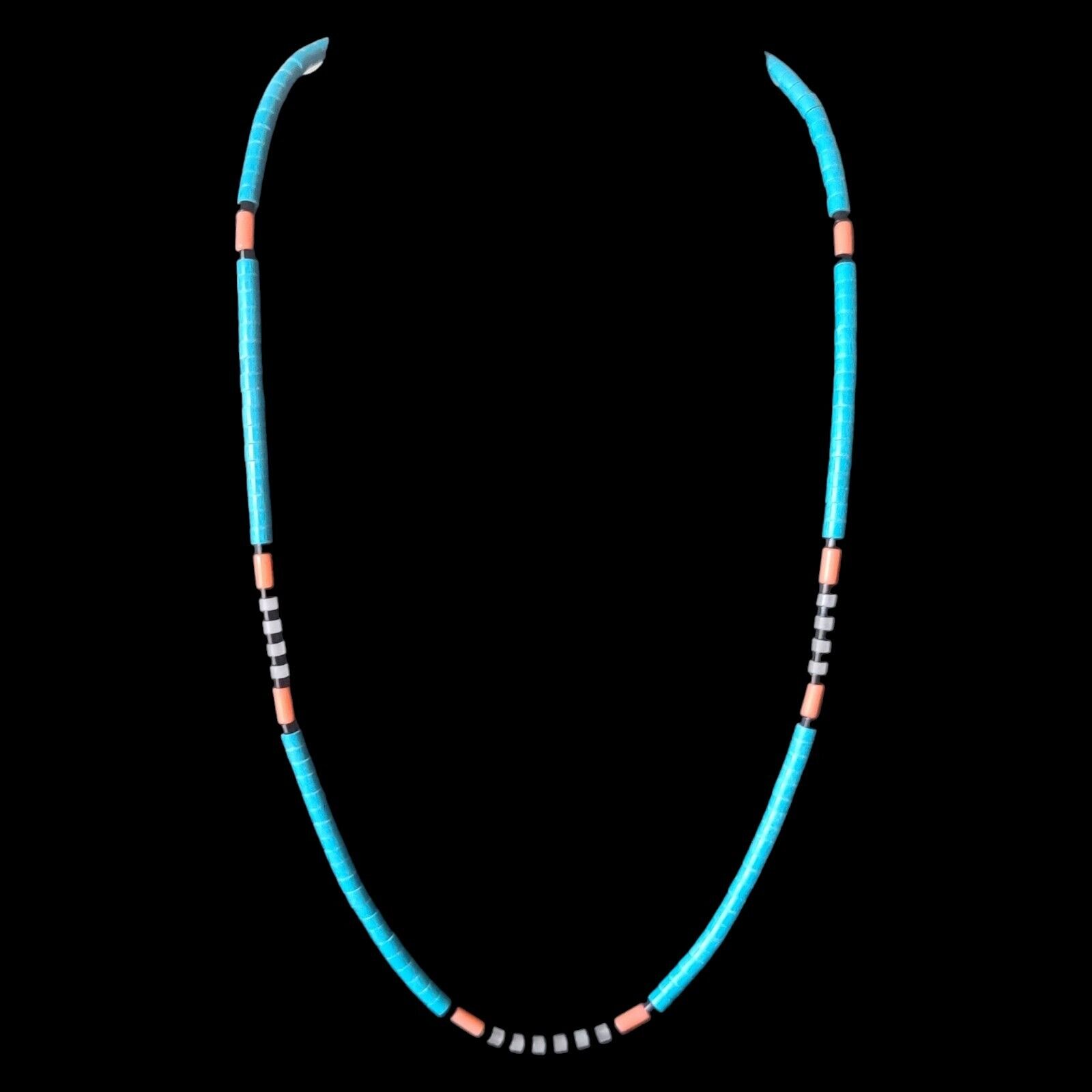 Native American Turquoise & Coral Heishi Necklace
