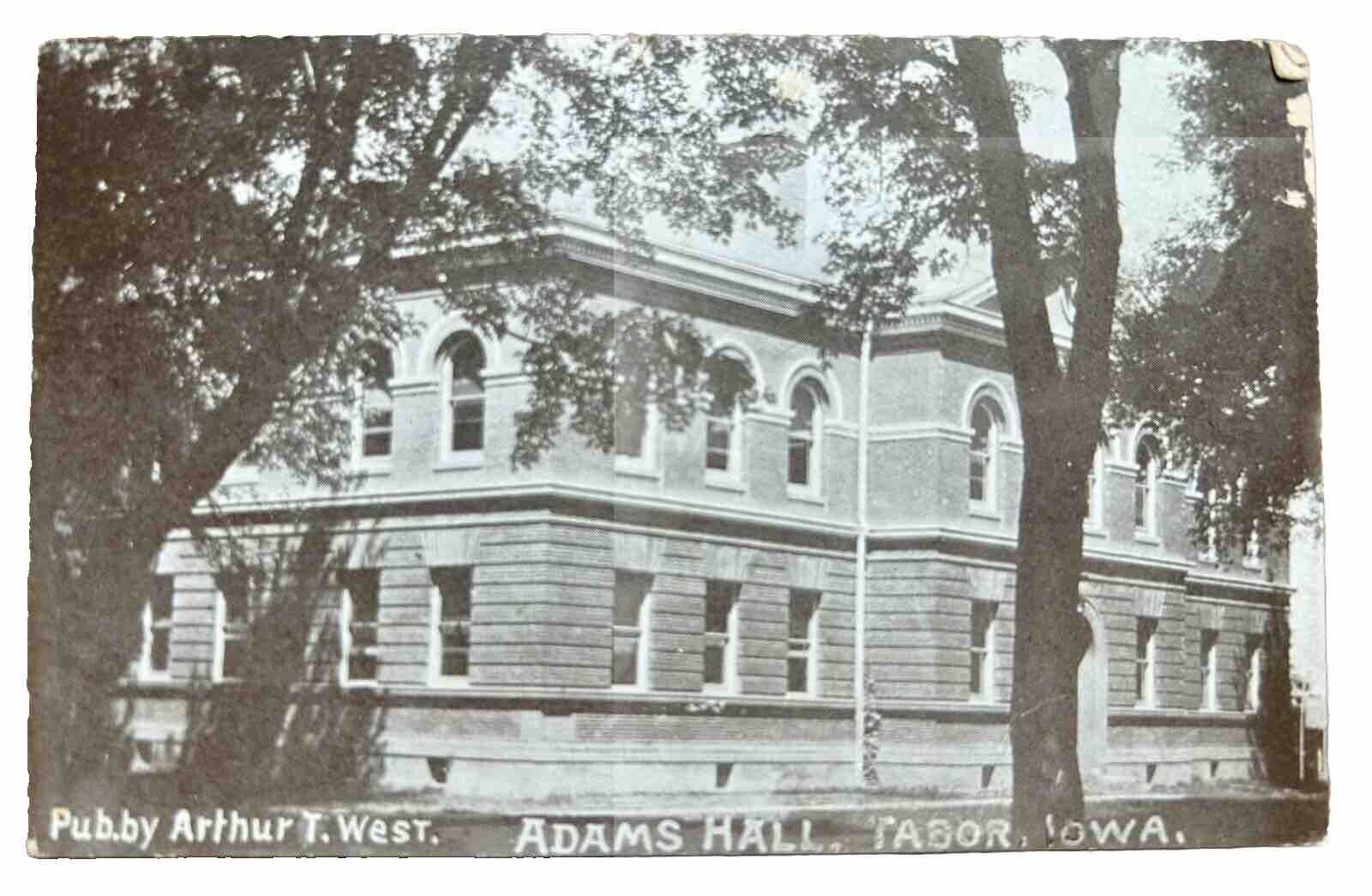 RPPC. Adam’s Hall. Tabor College. Iowa. Real Photo Postcard. 1908