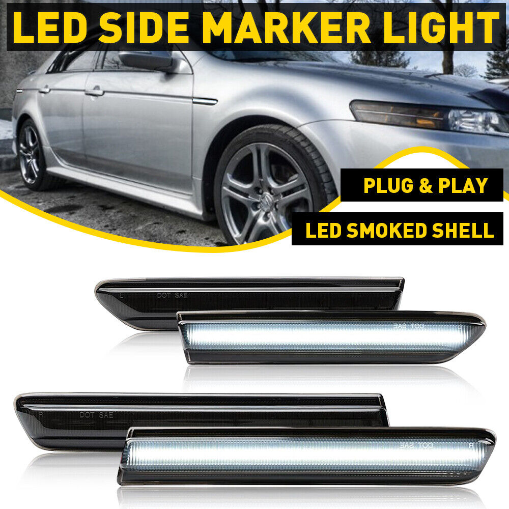 4pcs LED Smoke Front Rear Side Marker Bumper Signal Lights For 2004-08 Acura TL